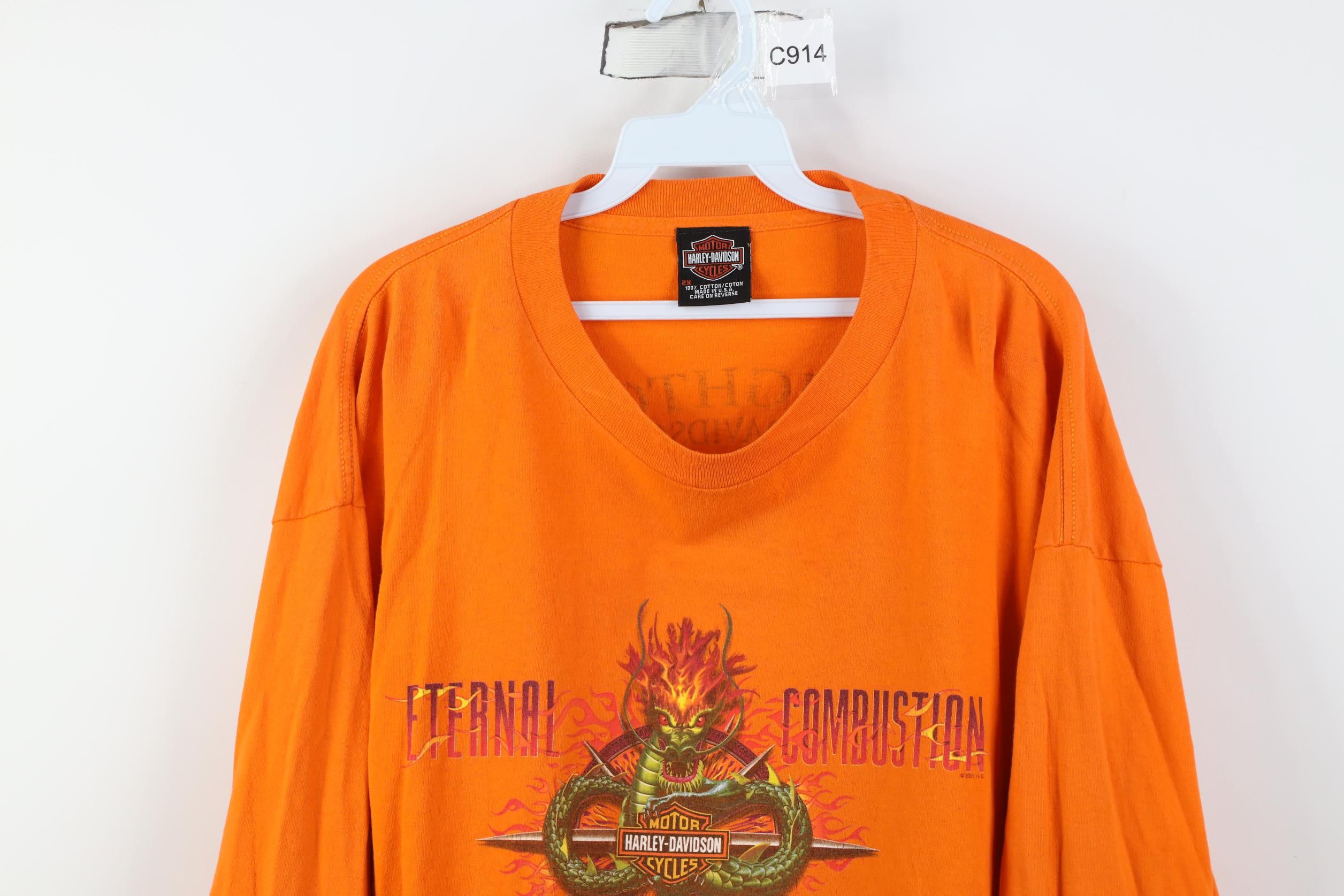 Harley Davidson Vintage Y2K 2001 Harley Davidson Dragon Long Sleeve T-Shirt Size US XXL / EU 58 / 5 - 2 Thumbnail