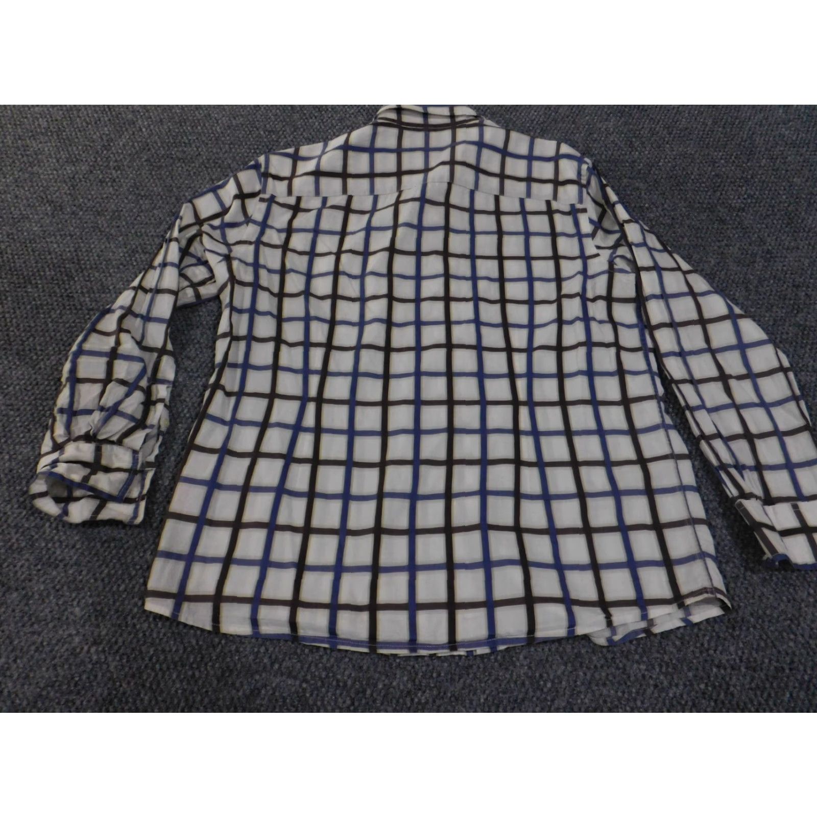 Faconnable Façonnable Shirt Mens M White Plaid Button-Up Button-Down Cotton Linen Hong Kong Logo Retro Western Size US M / EU 48-50 / 2 - 6 Thumbnail