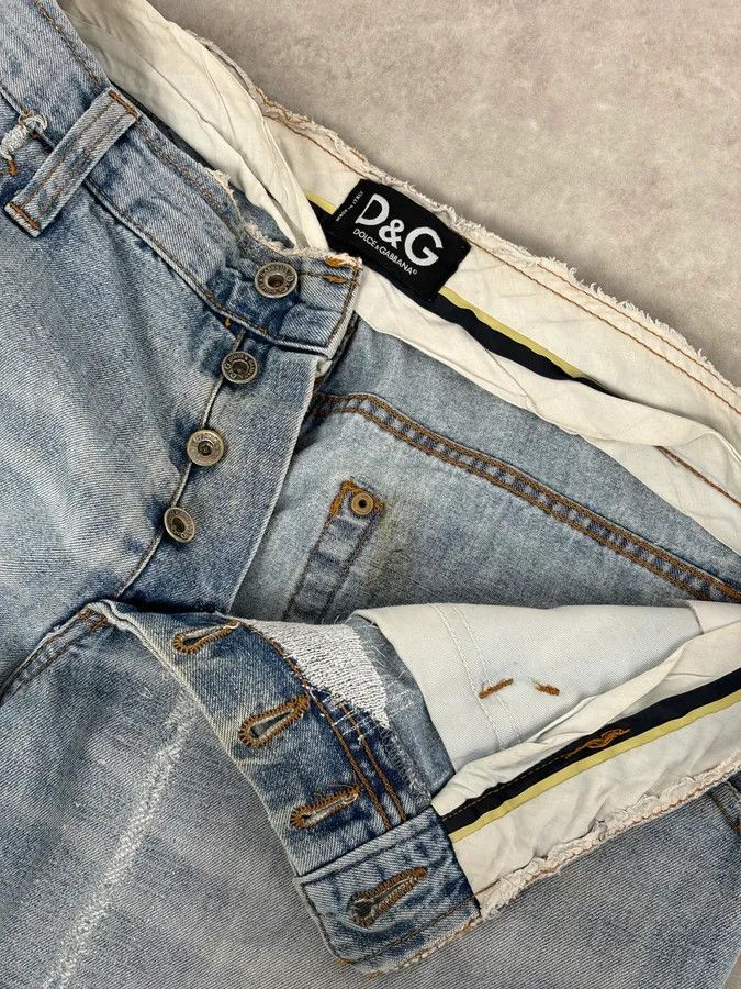 Dolce & Gabbana AW2004 Dolce & Gabbana Light Blue Distressed Patch Flag Denim Jeans Size US 32 / EU 48 - 11 Thumbnail