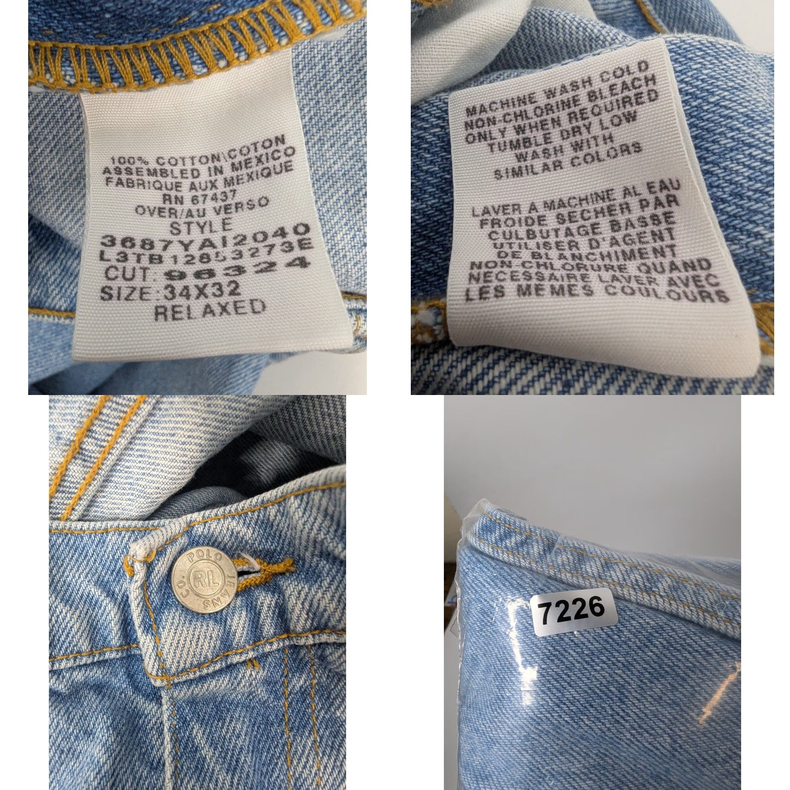 Polo Ralph Lauren VINTAGE Polo Ralph Lauren Polo Jeans Co Jeans Men's 34X32 Relaxed Light Blue Cotton Denim Slim/Relaxed Fit 5-Pocket Logo Size US S / EU 44-46 / 1 - 9 Thumbnail