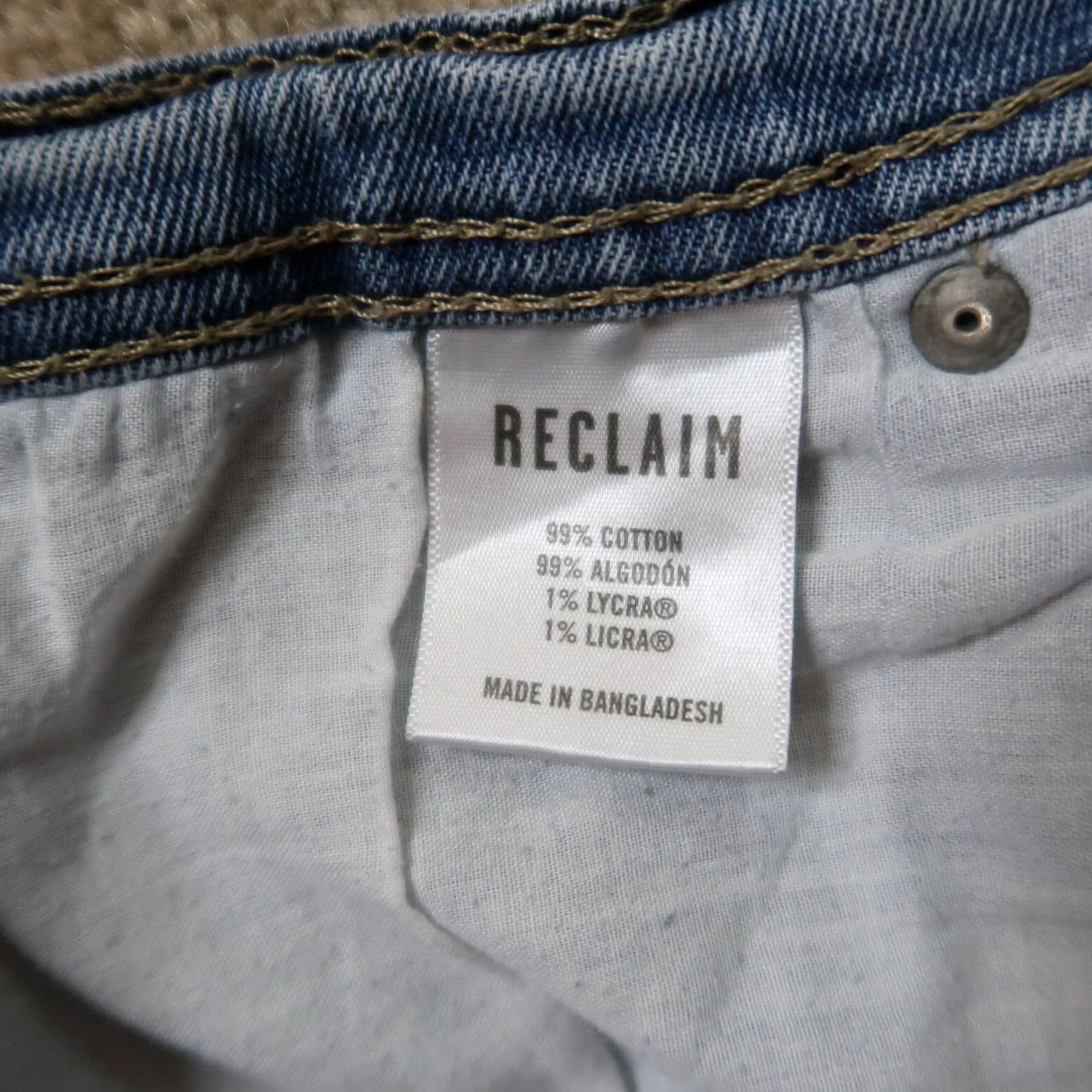 Denime Reclaim Jeans Regular Straight Men 36x34 Denim Blue Stretch Cotton Blend 5-Pocket Zipper Belt Loops Logo Distressed Light Wash Mens Size US 36 / EU 52 - 4 Thumbnail