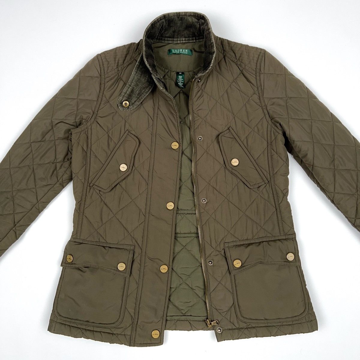 Lauren Ralph Lauren Ralph Lauren Quilted Khaki Olive Jacket Green Corduroy Neck Size XS / US 0-2 / IT 36-38 - 13 Thumbnail