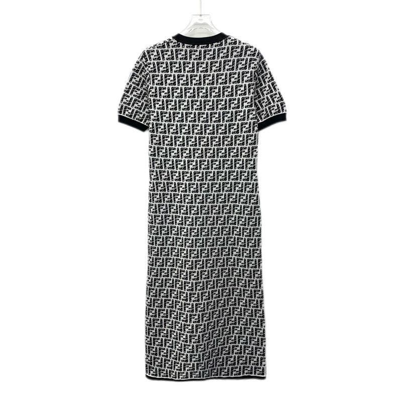 Fendi Fendi Gray Logo Print Cotton Dress Size US 42 / EU 58 - 2 Thumbnail