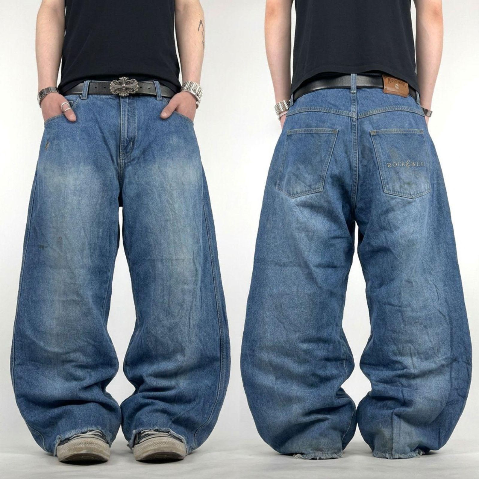 Diesel × Japanese Brand × Vintage Vintage y2k rocawear faded baggy wide leg embroidered jeans Size US 36 / EU 52 - 1 Thumbnail