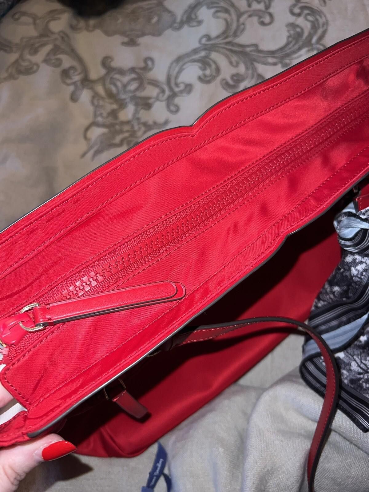 Kate Spade NEW Kate Spade Red Nylon Handbag Purse Tote Bag w/ Scarf Size ONE SIZE - 11 Thumbnail