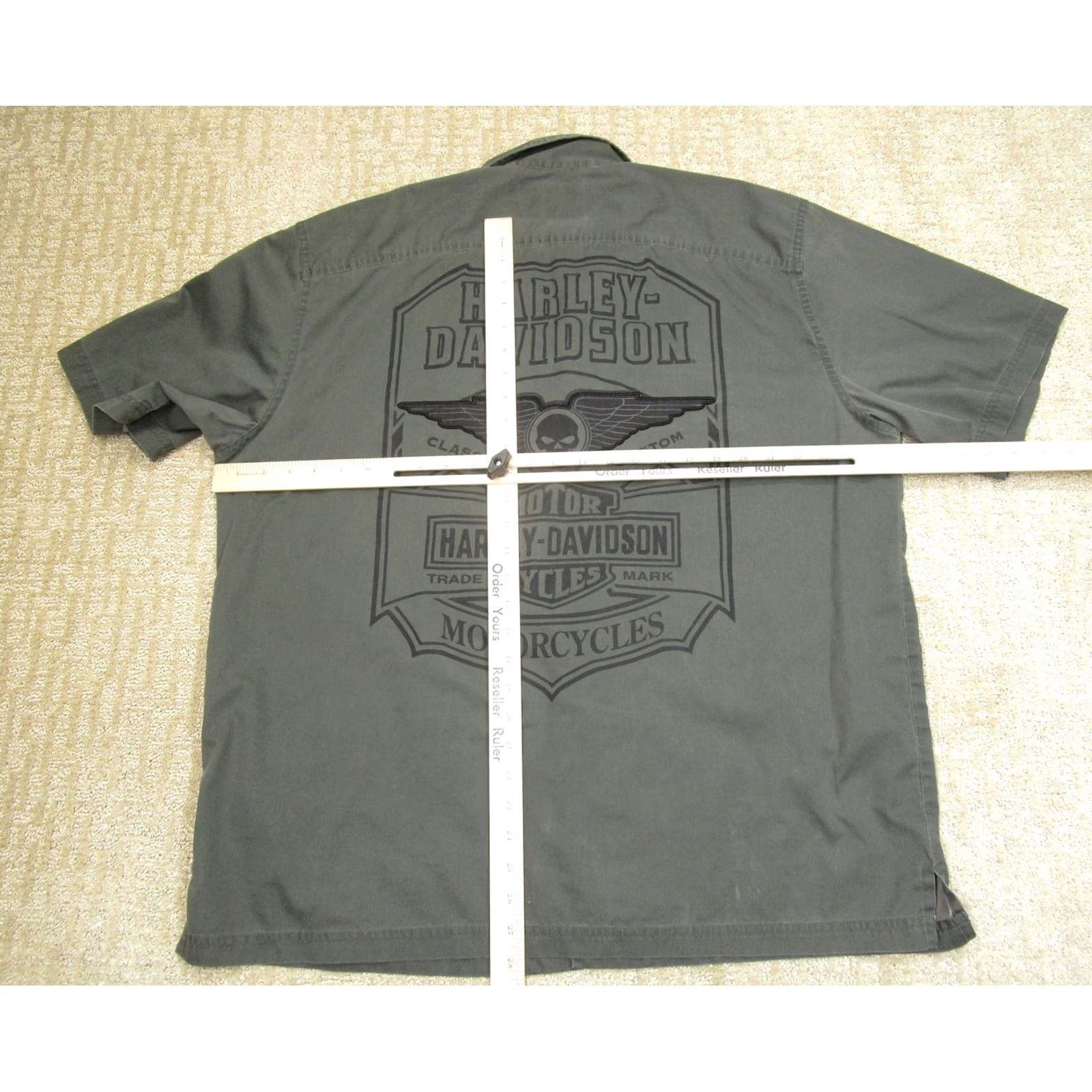 Harley Davidson Harley-Davidson Shirt Mens XL Gray Willie G Skull Button Up Short Sleeve Biker Size US XL / EU 56 / 4 - 5 Thumbnail