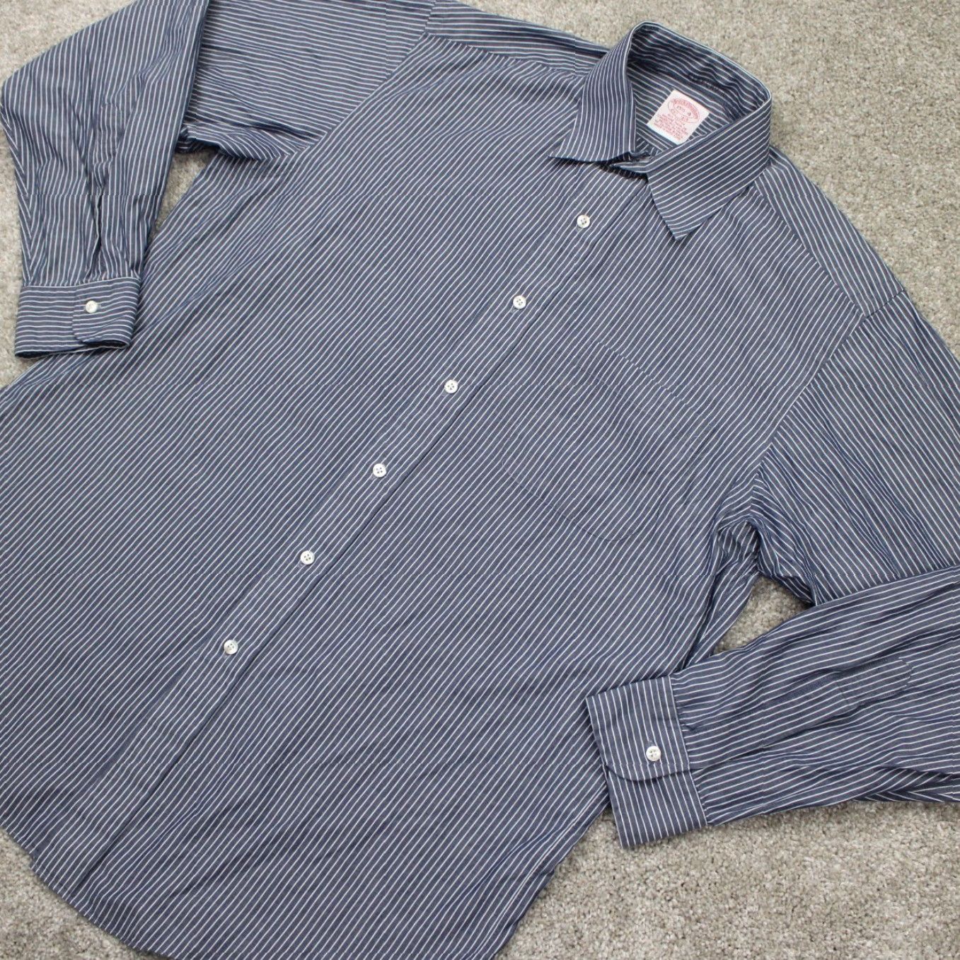 Brooks Brothers Brooks Brothers Dress Shirt Mens 15 1/2 4 Blue/White 100% Cotton L/S Button Up Shirt Size 42R - 4 Thumbnail