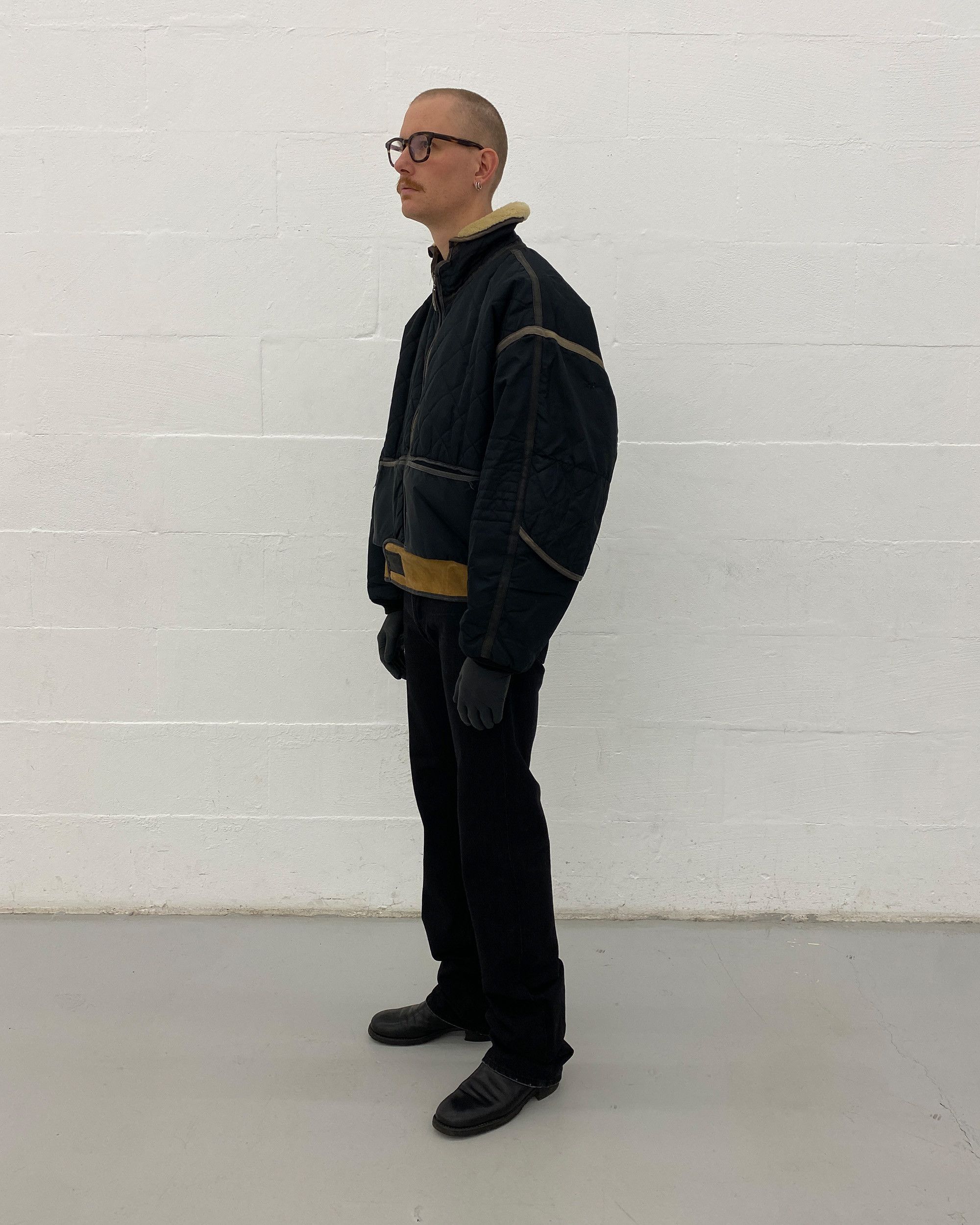 Chevignon 1980s Cosmos Nylon Leather Obersized Flight Jacket Size US XXL / EU 58 / 5 - 11 Thumbnail