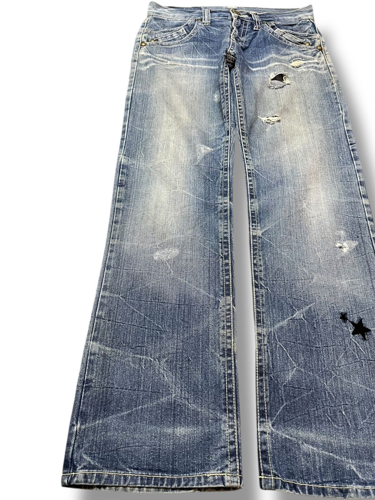 Japanese Brand Vintage Japanese Brand Faded Honeycomb Distressed Denim Size US 30 / EU 46 - 3 Thumbnail