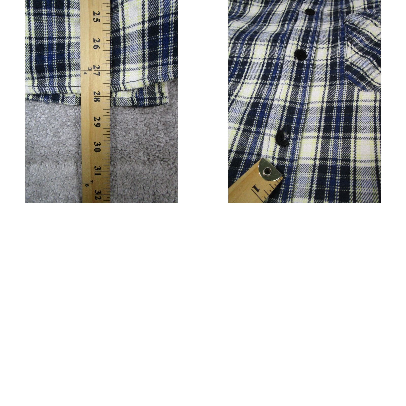 Zara Zara Flannel Shirt Mens XL Blue Ivory Cotton Pleated Button Up Size US XL / EU 56 / 4 - 8 Thumbnail
