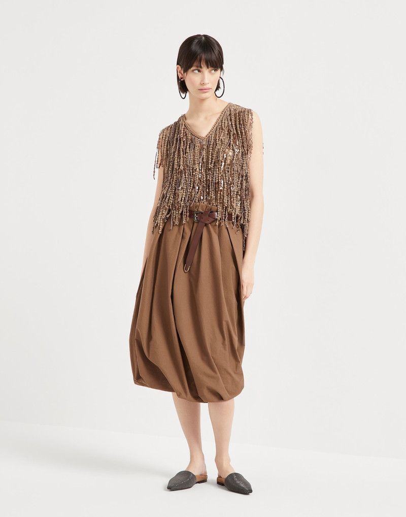 Brunello Cucinelli o1la1rc1a0326 Dazzling Cascades Knit Top in Brown Size L / US 10 / IT 46 - 5 Thumbnail