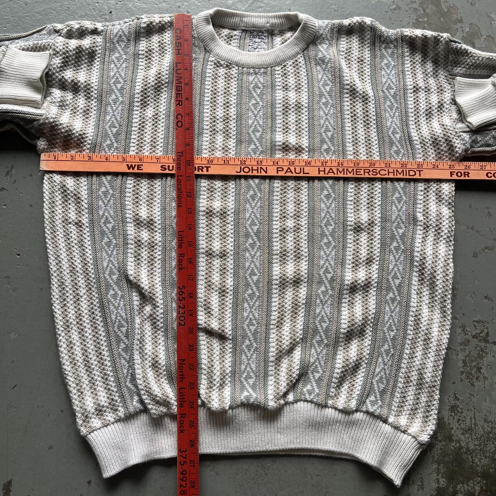 Vintage Vintage 90s 3D Knit Coogi Style Grunge Cream Green Sweater Size US XL / EU 56 / 4 - 3 Thumbnail