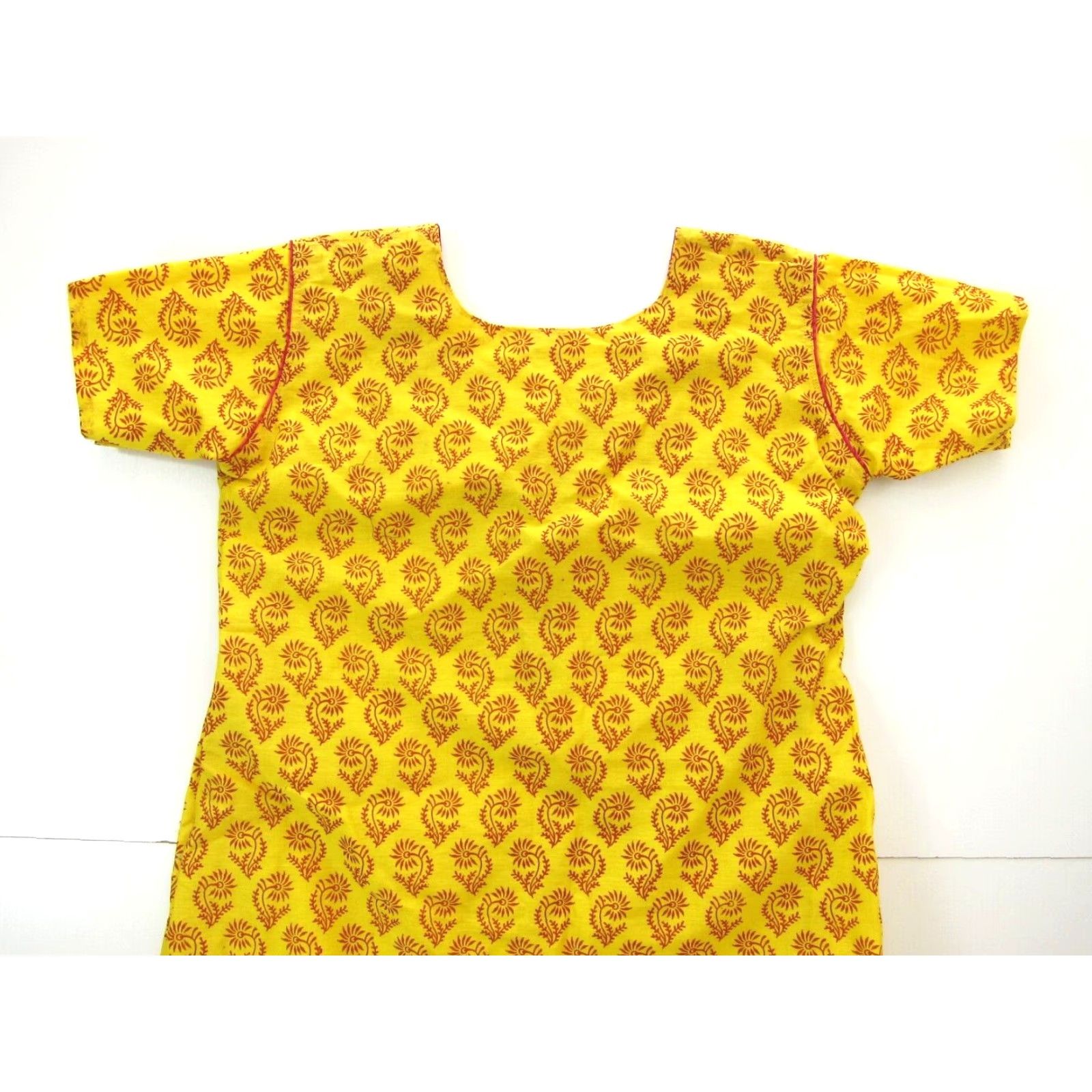 Pinko Sarjana Dress Women Short Sleeve Tunic Kurta Flower Floral Yellow Smock Midi A-Line Casual Formal S-M Womens Size 28" / US 6 / IT 42 - 5 Thumbnail