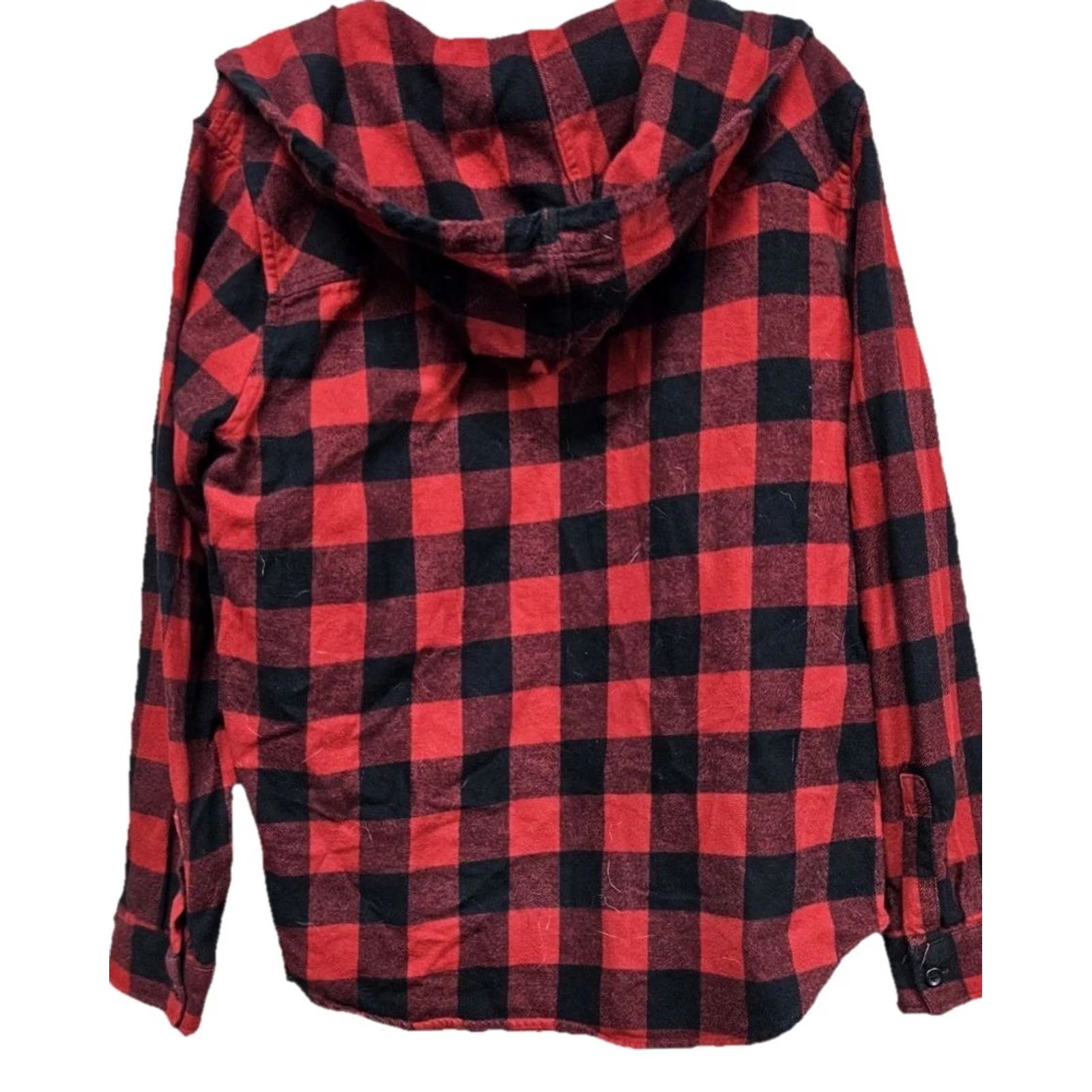 Vintage Original Use Flannel Shirt Jacket Hooded Red Buffalo Plaid Mens Medium M Size US M / EU 48-50 / 2 - 7 Thumbnail