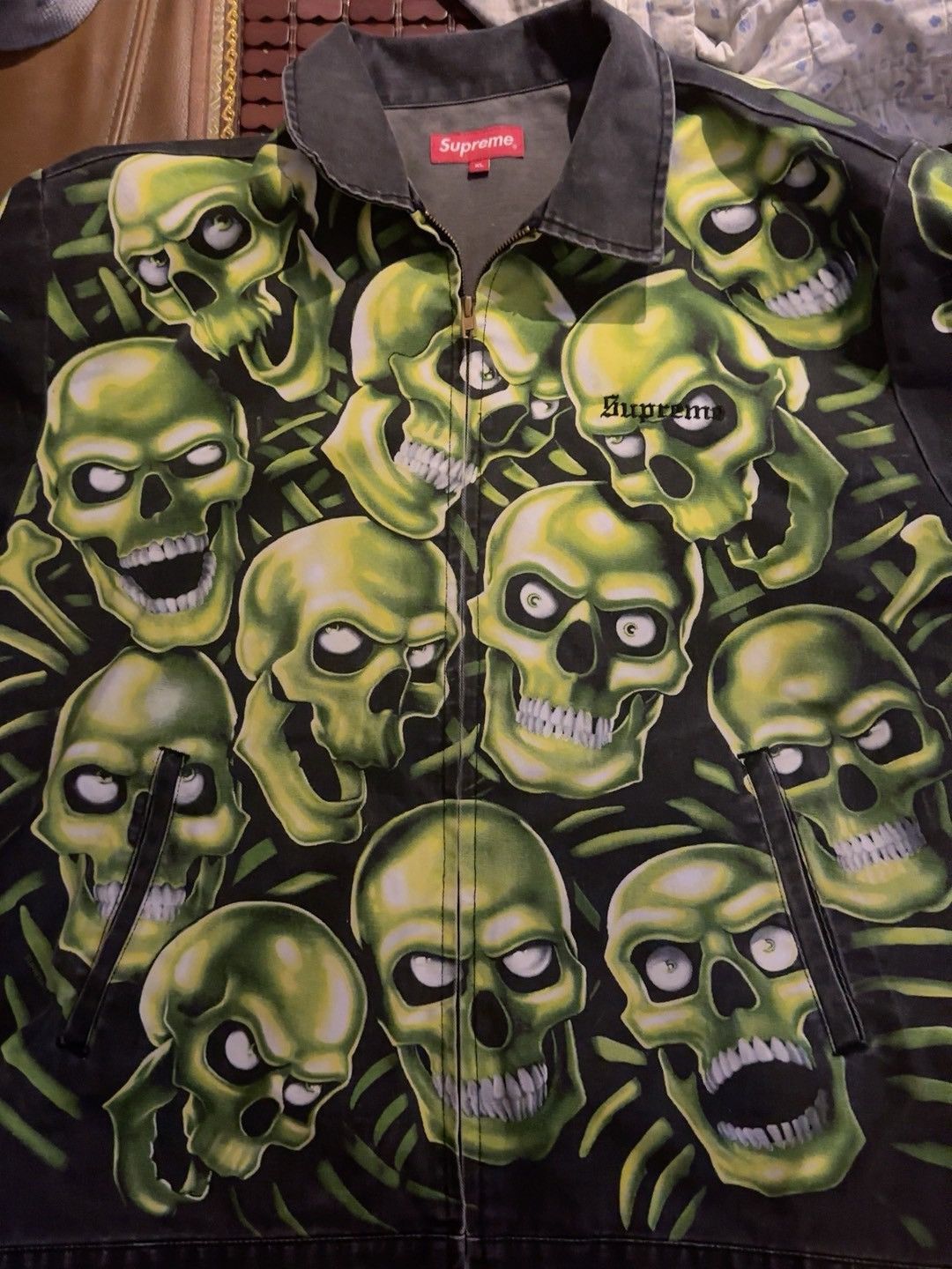 Image of Supreme Skull Pile Work Jacket in Green, Men's (Size XL)