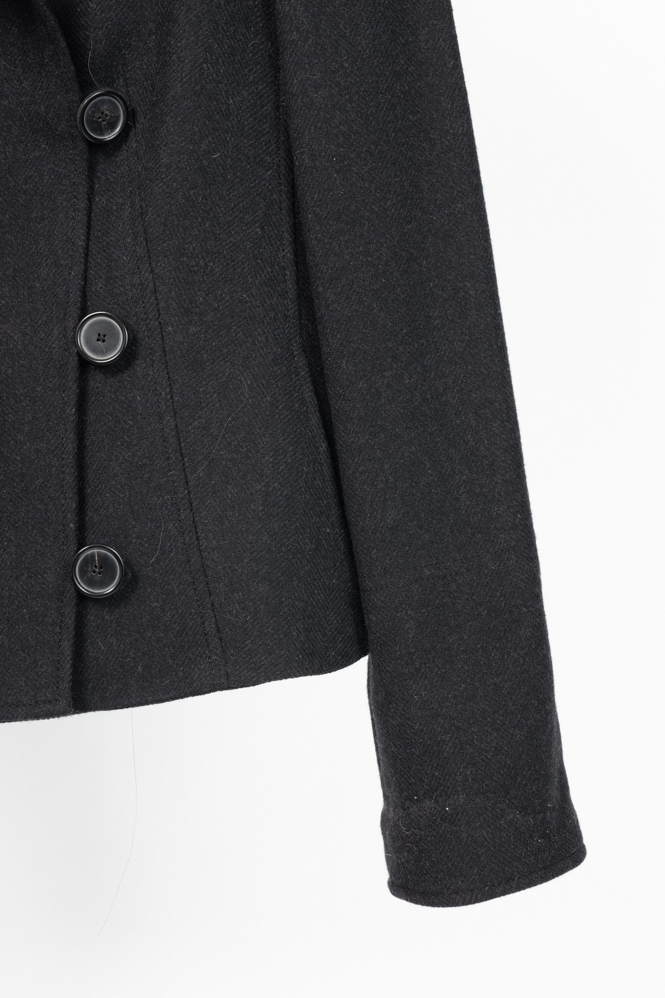 Akris Akris Punto Wool Herringbone-Flannel Fur-Collar Jacket Size L / US 10 / IT 46 - 6 Thumbnail