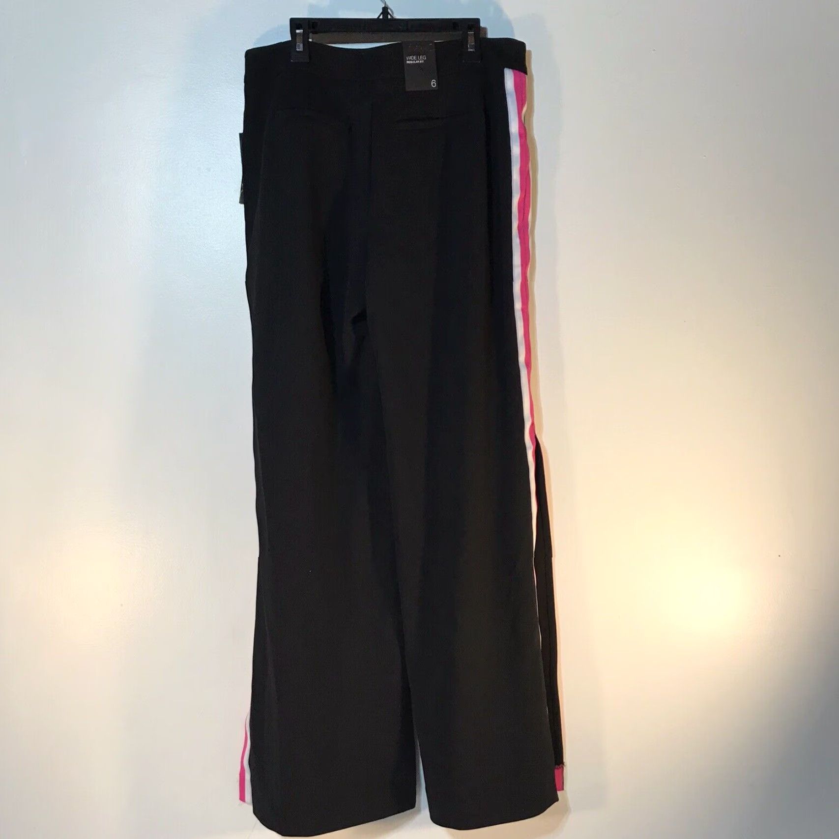 Vintage VINTAGE INC International Concepts Dress Pants Women Wide-Leg Size 6 Black Pink/White Side Stripes Business Casual Size 28" / US 6 / IT 42 - 3 Thumbnail