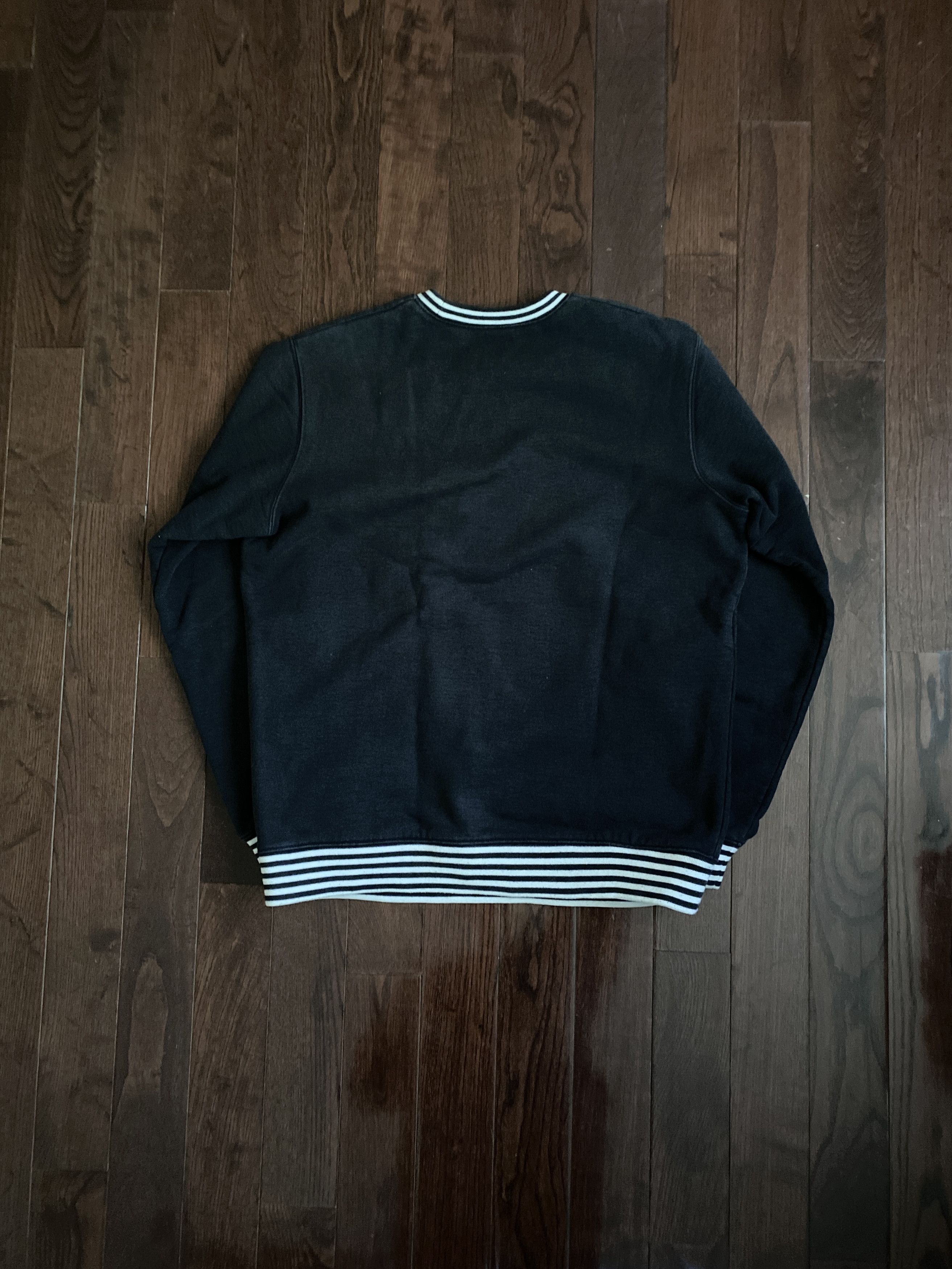 Supreme Classic Logo Striped Rib Crewneck FW14 Size US M / EU 48-50 / 2 - 3 Thumbnail