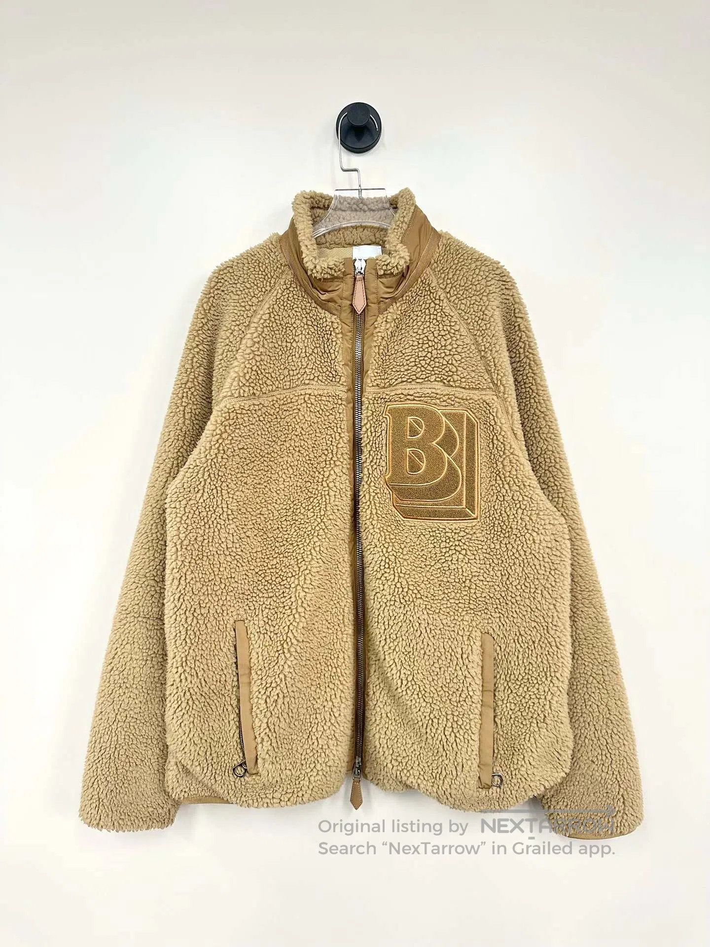 Burberry Burberry Khaki Teddy Fleece Letter Logo Jacket| Size L / US 10 / IT 46 - 1 Thumbnail