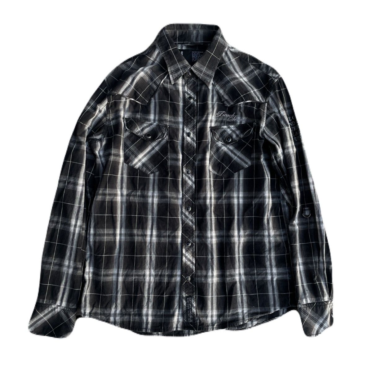 If Six Was Nine 2000s Japanese archive Vkei Poem Embroidery Plaid Shirts Size US S / EU 44-46 / 1 - 4 Thumbnail