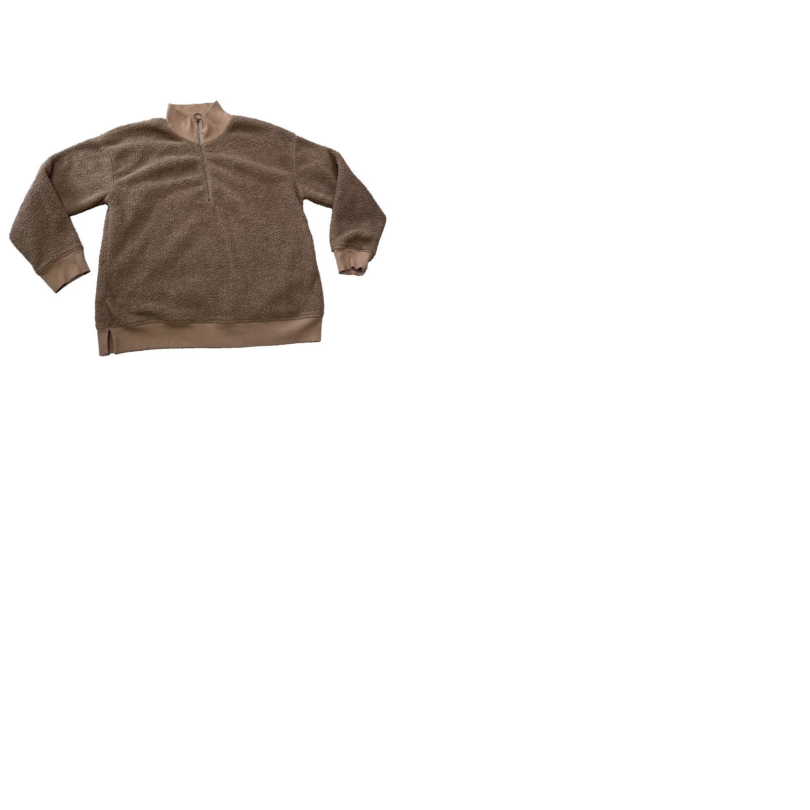 Vintage A.N.A. A New Approach Sherpa Fleece Sweater Women L 1/4 Zip Tan Western Deep Pile Casual Wear PullOver Brown Mock Neck Zipper Long Sleeve Size L / US 10 / IT 46 - 11 Thumbnail