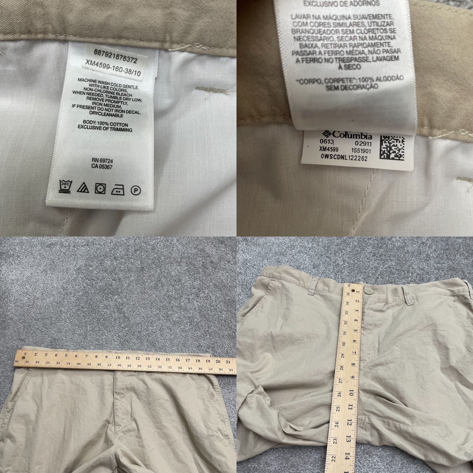 Vintage Columbia Cargo Shorts Mens 38x10 Beige Cotton 100% Outdoor Pockets Casual Travel Military Style Size US 38 / EU 54 - 8 Thumbnail