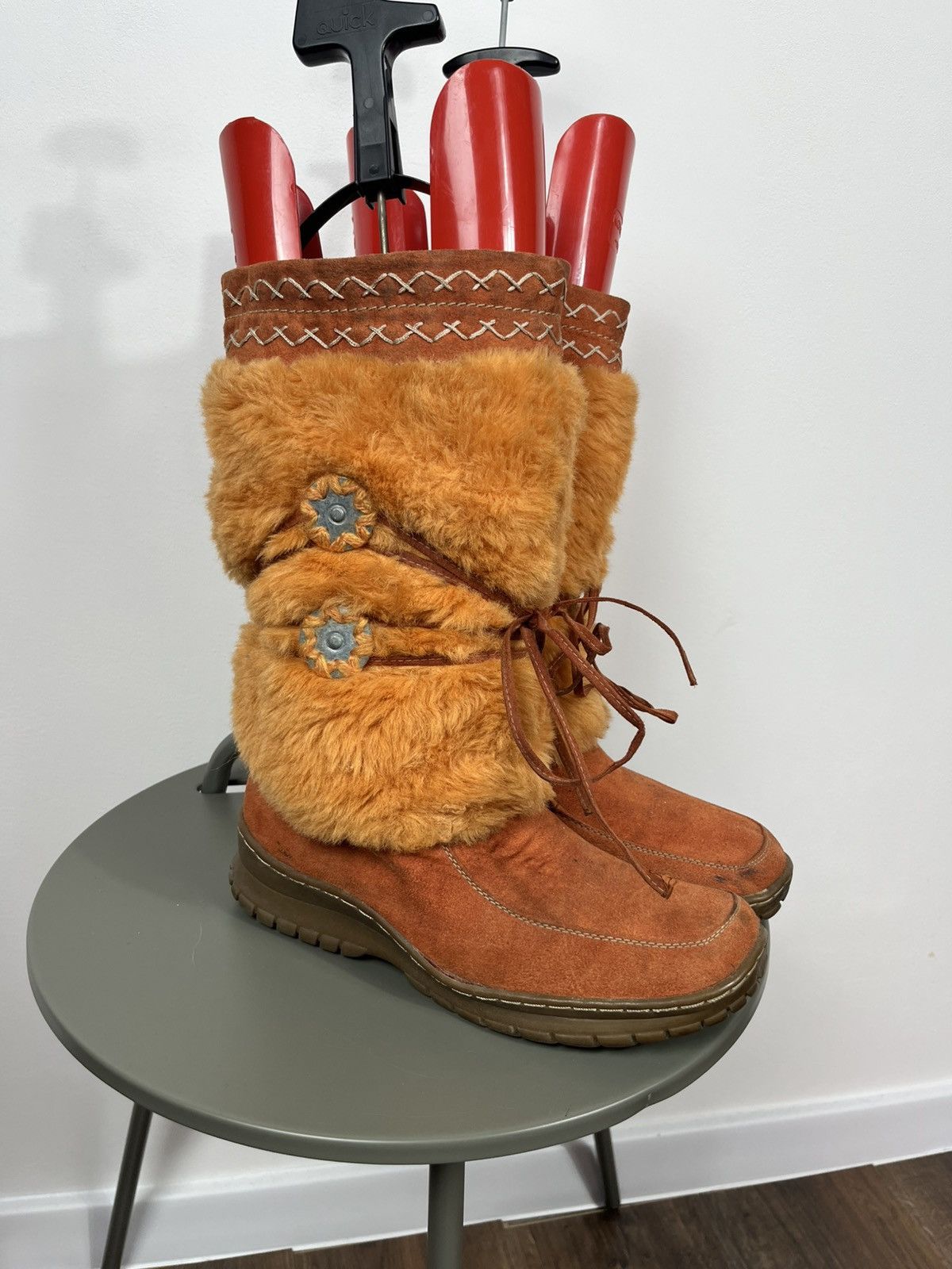 Vintage Vintage Faux Fur Suede Winter Boots Orange Mid Calf EU 40 Size US 10 / IT 40 - 2 Thumbnail