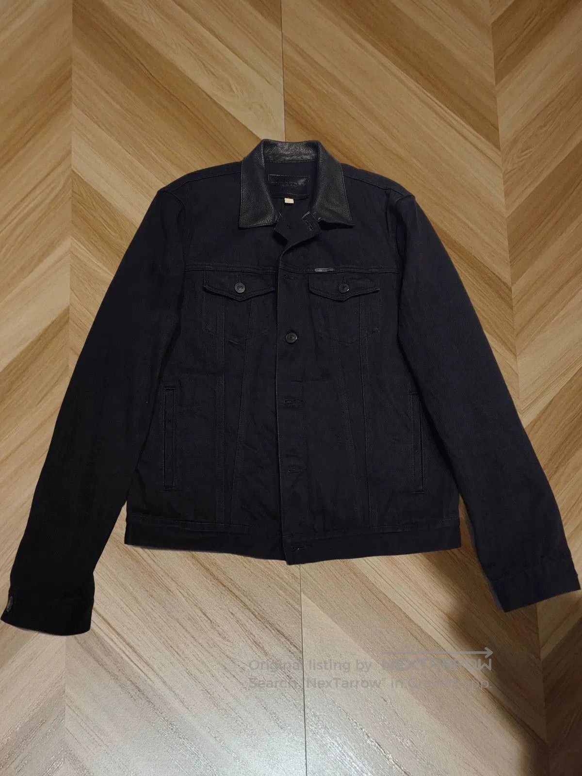 Burberry burberry denim jacket with black leather trim. Size US L / EU 52-54 / 3 - 1 Thumbnail