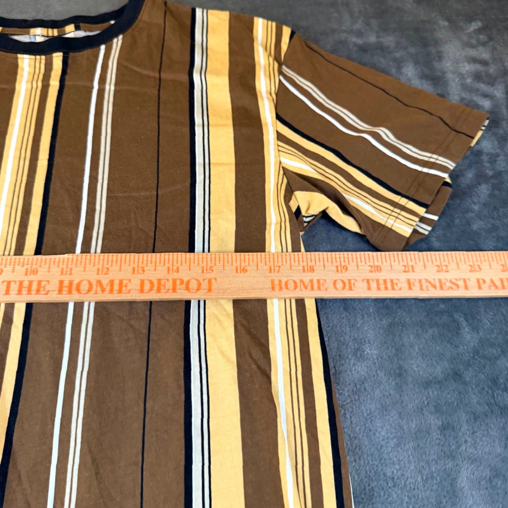 Pacsun VINTAGE PacSun Striped T-Shirt Brown Yellow White Black Cotton Casual Mens Medium Size US M / EU 48-50 / 2 - 6 Thumbnail