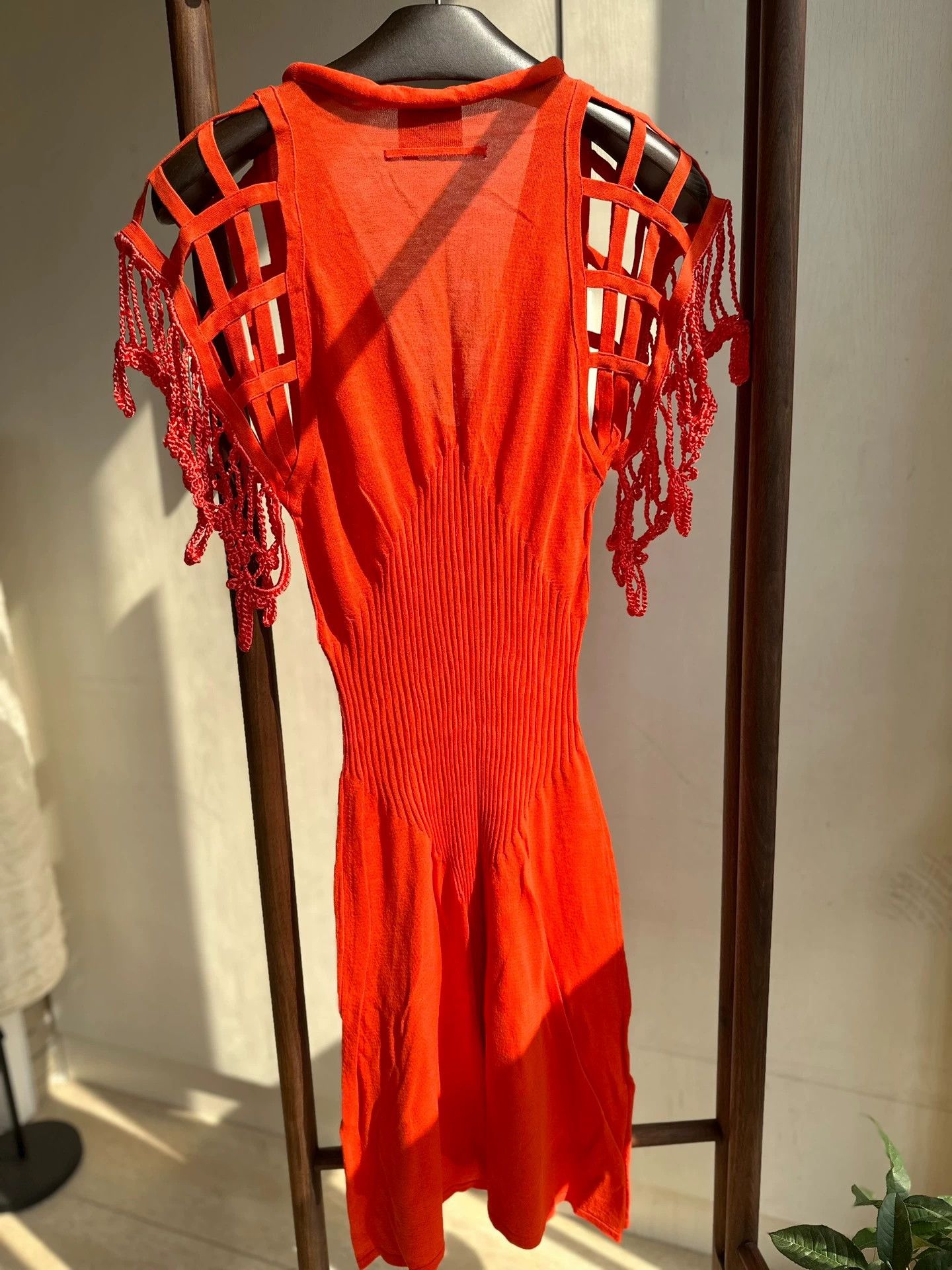Jean Paul Gaultier JPG Stretchy Knit V-Neck Cutout Sleeves XS Dress 95 New Size XS / US 0-2 / IT 36-38 - 6 Thumbnail