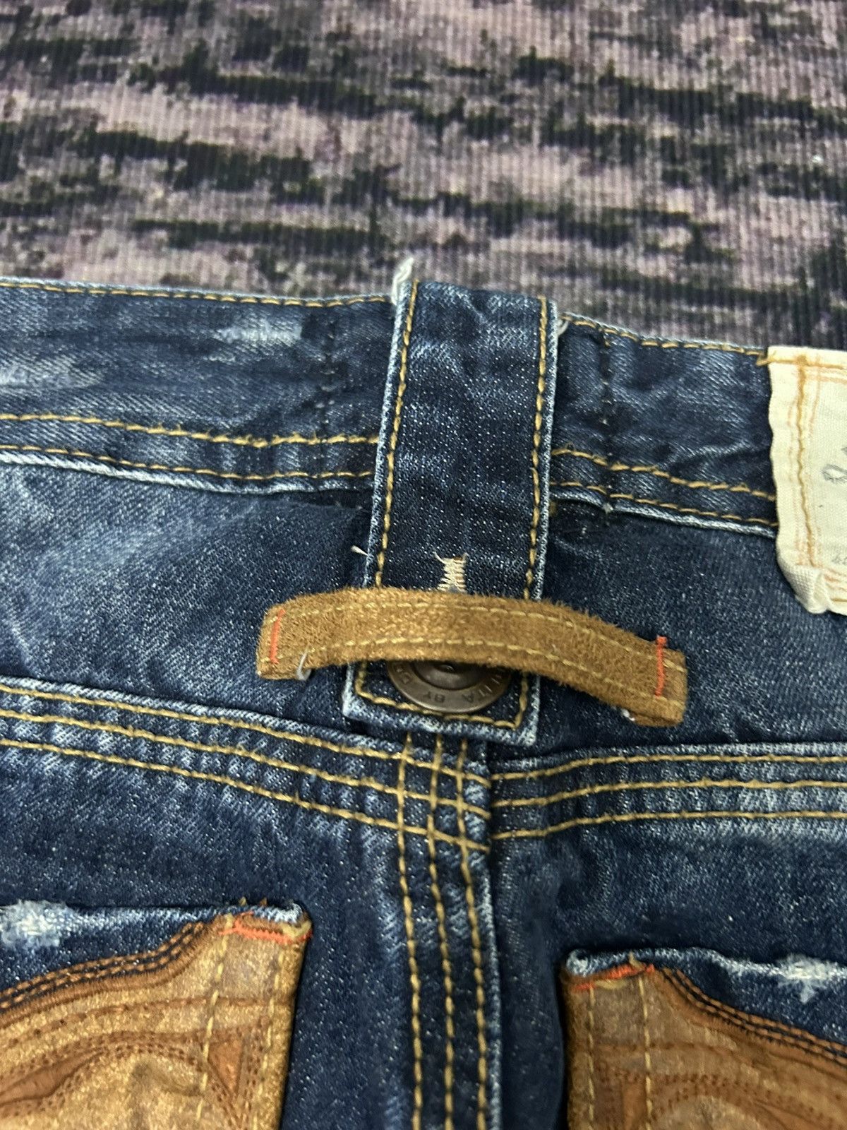 Tornado Mart Lolita Mud Clawmark Leather Pocket Back Flare Jeans Size US 30 / EU 46 - 11 Thumbnail