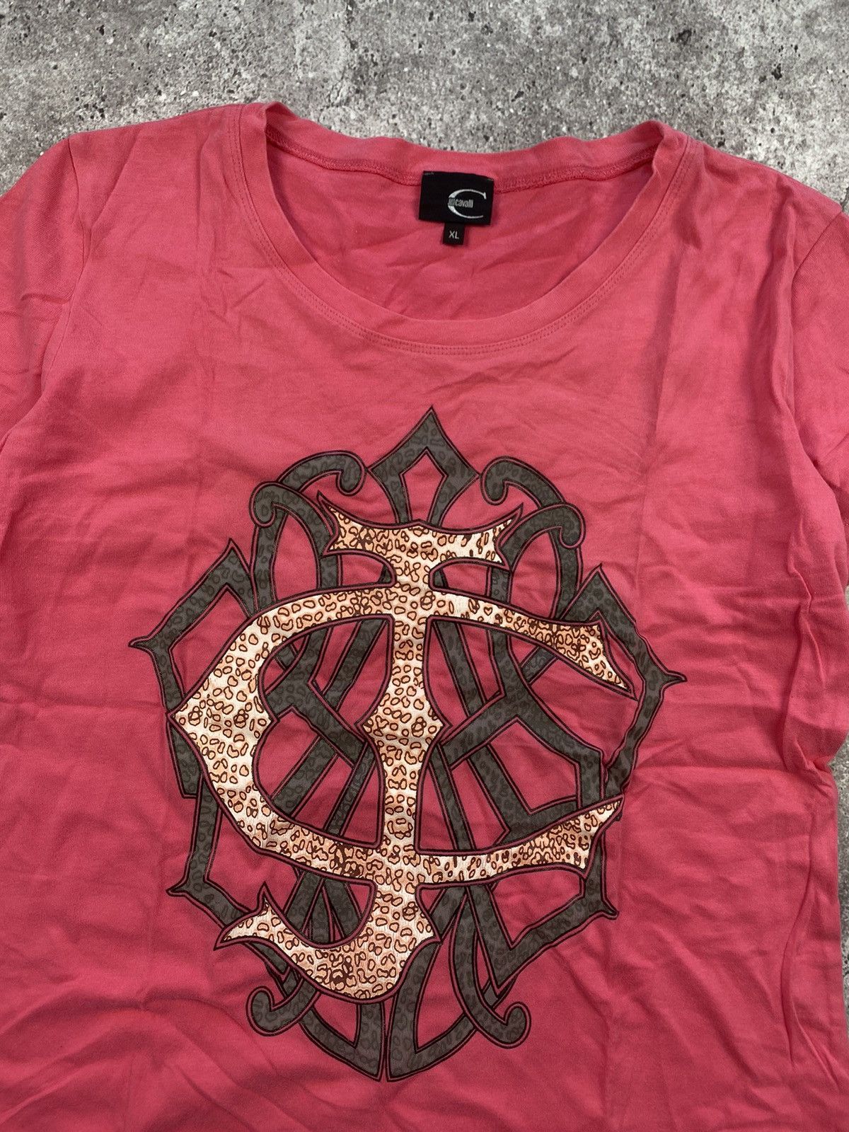 Just Cavalli ‼️ ARCHIVE JUST CAVALLI LUXURY BIG PRINTED LOGO T SHIRT PINK Size XL / US 12-14 / IT 48-50 - 3 Thumbnail