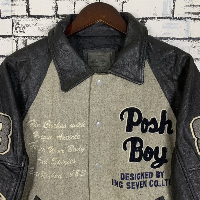 Leather Vintage Posh Boy Varsity Jacket Wool Leather Patch Varsity