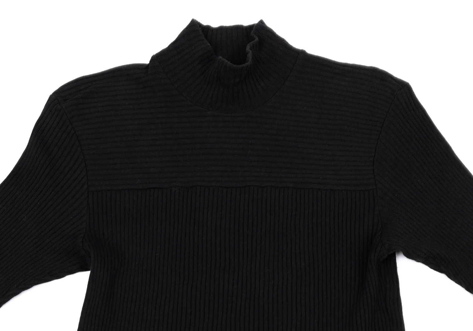 agnes b. Cotton Mock Neck Ribbed T-Shirt in Black Size US M / EU 48-50 / 2 - 2 Thumbnail