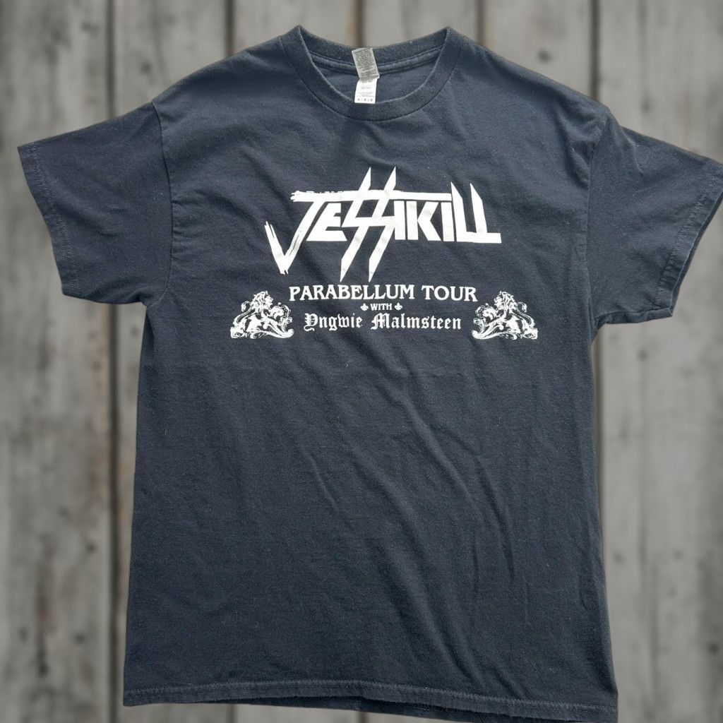 Gildan Jessikill Parabellum Tour Shirt Mens Medium Black Band Concert Yngwie Malmsteen Shirt Mens Black Logo Tour Rock Metal Jettkill Graphic Print 90s? Size US M / EU 48-50 / 2 - 1 Thumbnail