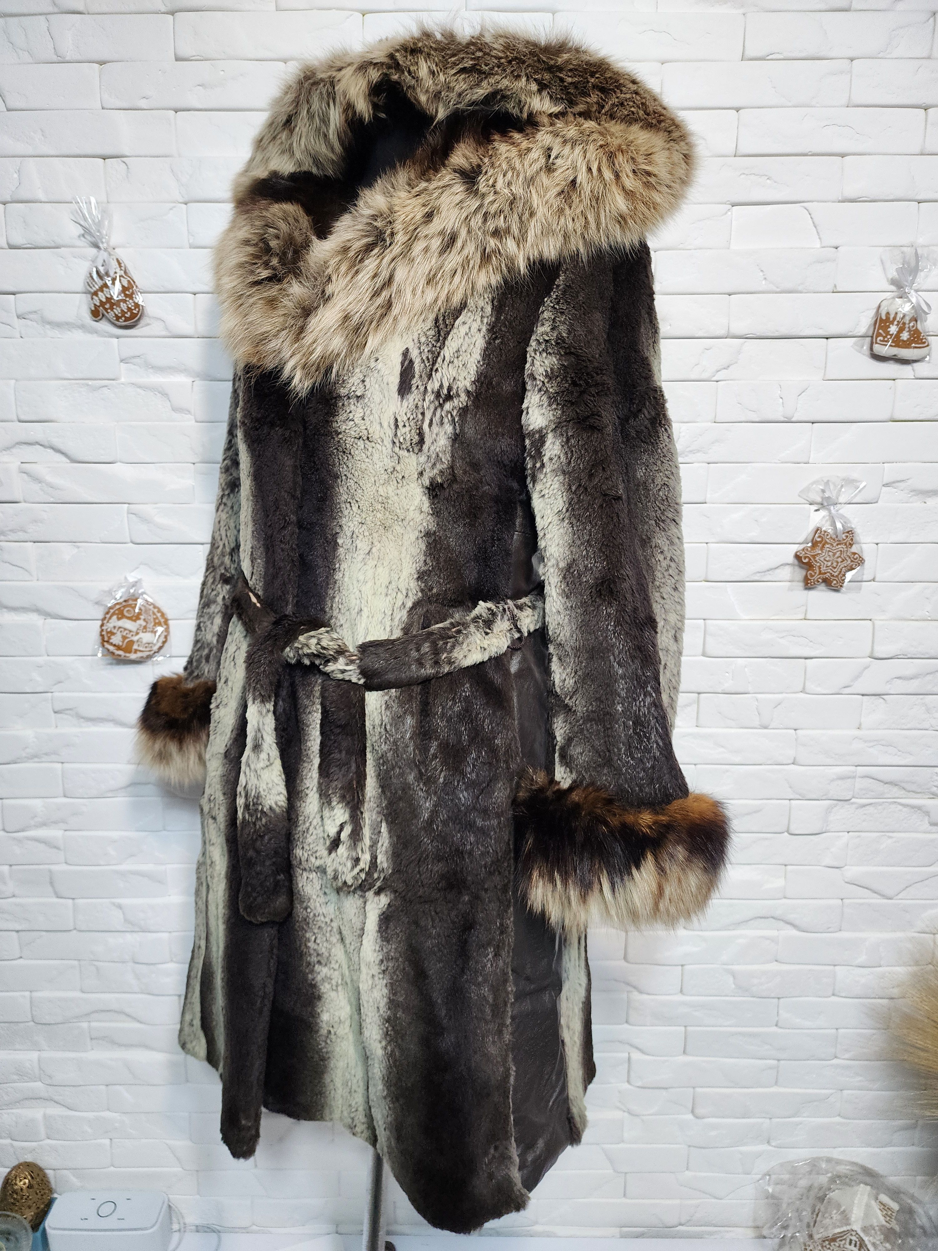 Furla Brown Fur Coat - Women's Vintage Hooded Coat Size M / US 6-8 / IT 42-44 - 3 Thumbnail