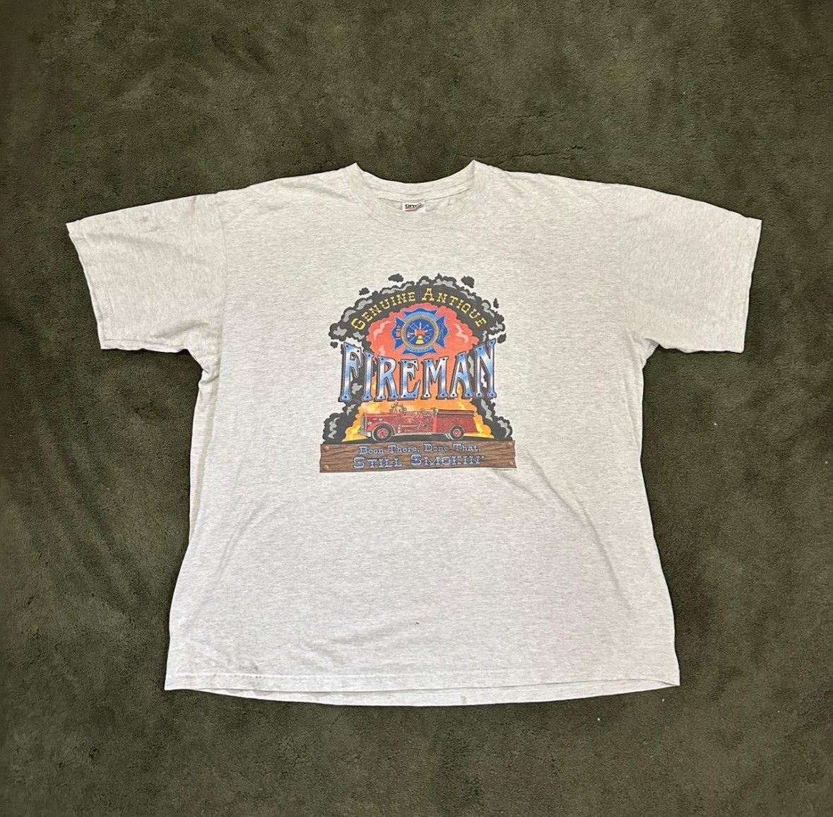 Anvil Grey vintage 1997 fireman t-shirt Size US XXL / EU 58 / 5 - 1 Thumbnail