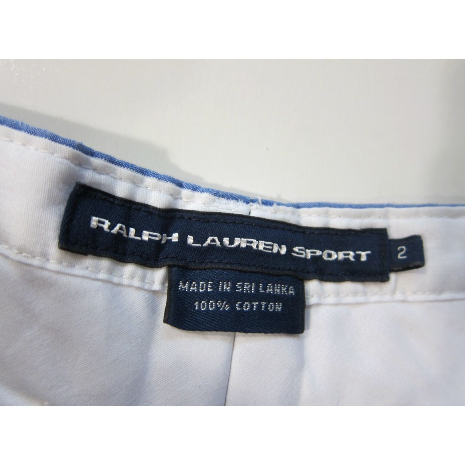 Polo Ralph Lauren VINTAGE Ralph Lauren Sport Bermuda Short Women 2 Flat Front Cotton Blue White Stripe Shorts, 31" Waist, 12" Inseam Size 24" / US 00 / IT 34 - 3 Thumbnail