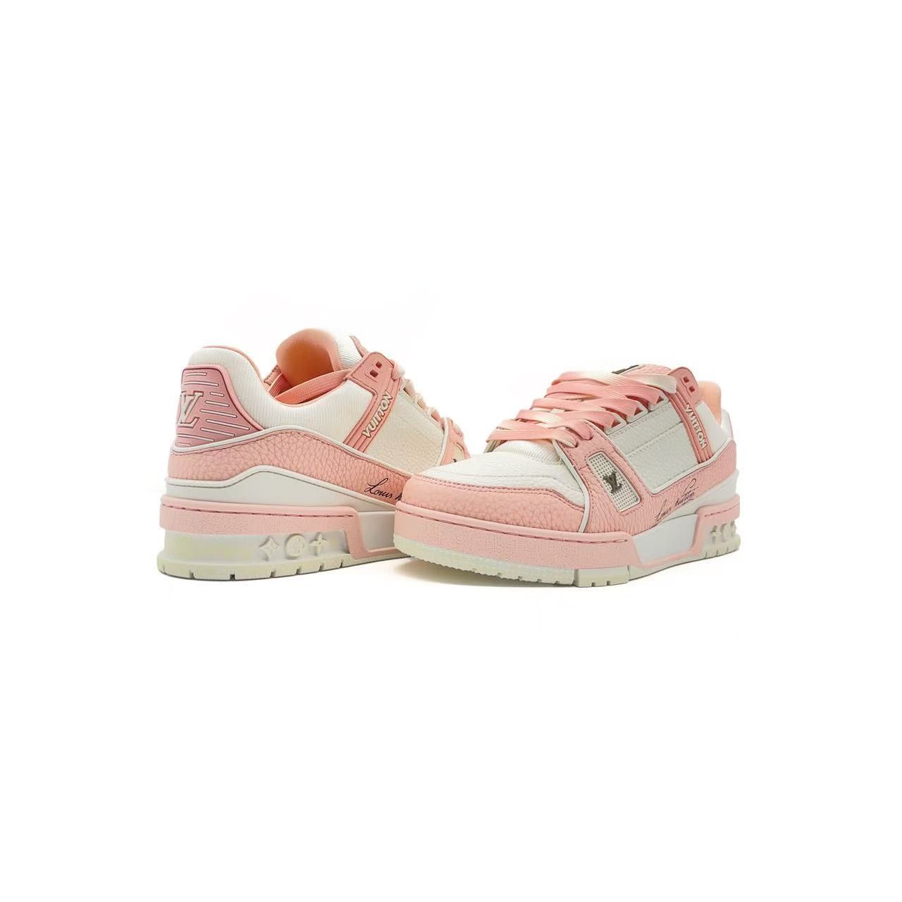 Louis Vuitton Louis Vuitton Pink & White Trainer Sneakers Size US 4 / IT 34 - 3 Thumbnail