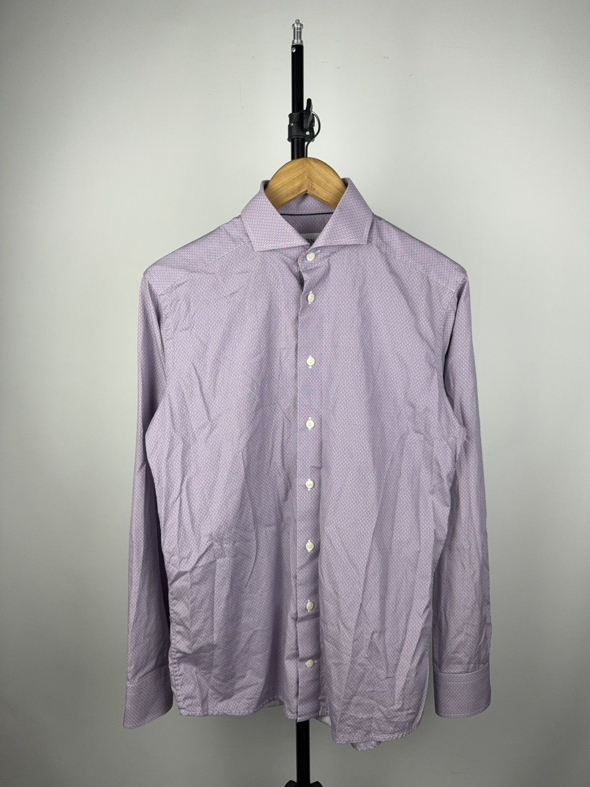 Designer × Eton Eton Slim Fit Micro Pattern Shirt Purple Red 15/38 Cotton Size US S / EU 44-46 / 1 - 1 Thumbnail