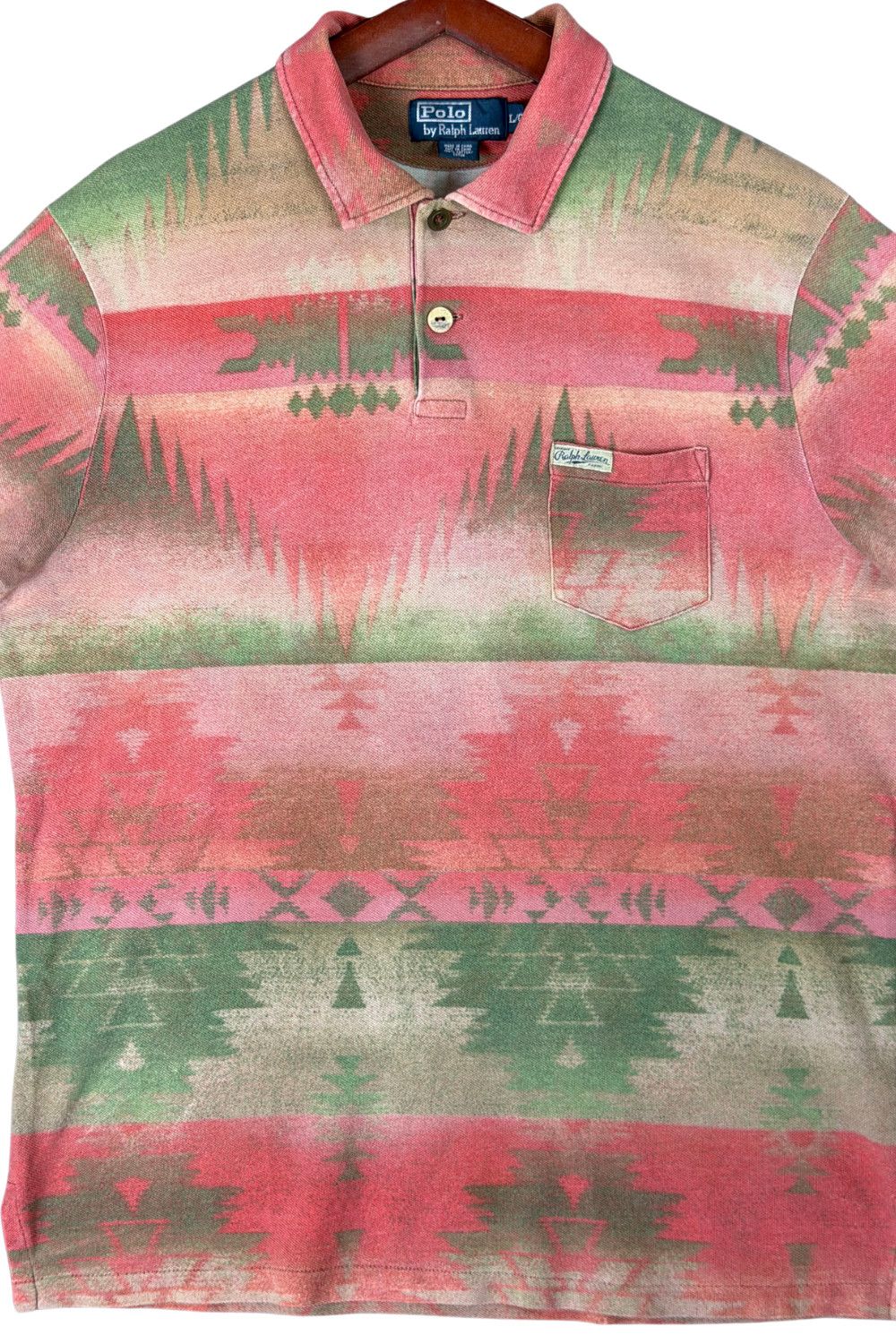 PRL Southwestern Navajo Aztec Blanket Print Polo Shirt L image 4