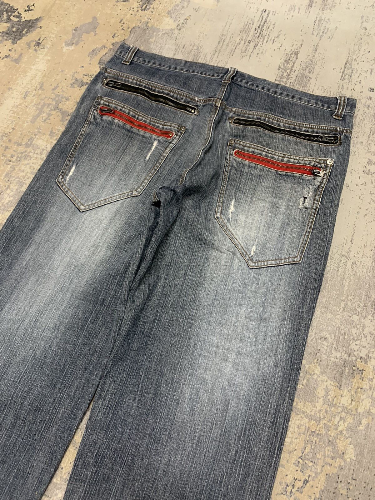 Japanese Brand Alasko Baggy Wide Leg Distressed Denim Jeans Y2K Streetwear Size US 39 - 12 Thumbnail