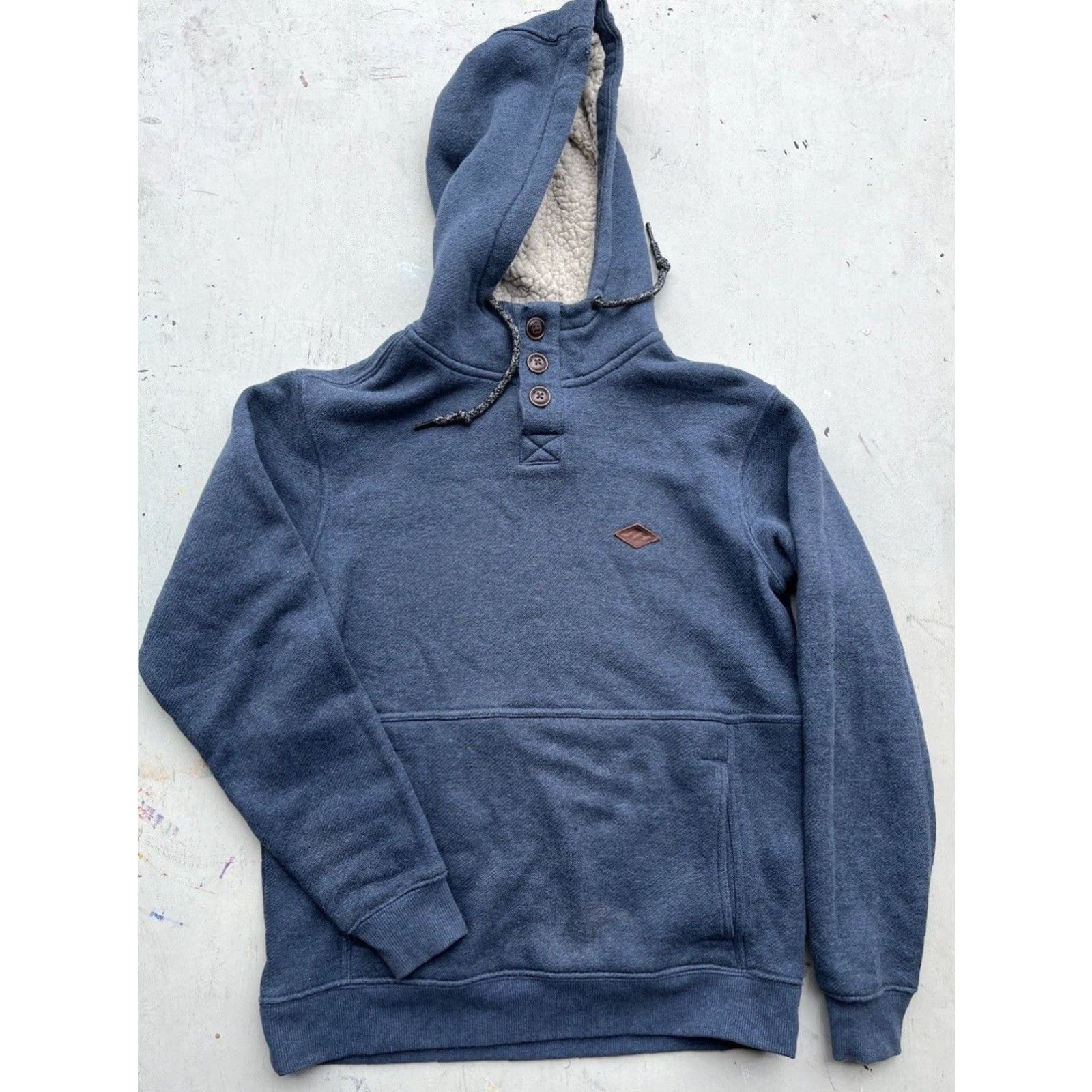 Billabong Billabong Hoodie Shirt Mens S Blue Solid Henley Pocket Surf Winter Warm Size US S / EU 44-46 / 1 - 6 Thumbnail