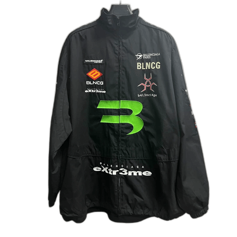 Balenciaga Black Logo Print Windbreaker Jacket