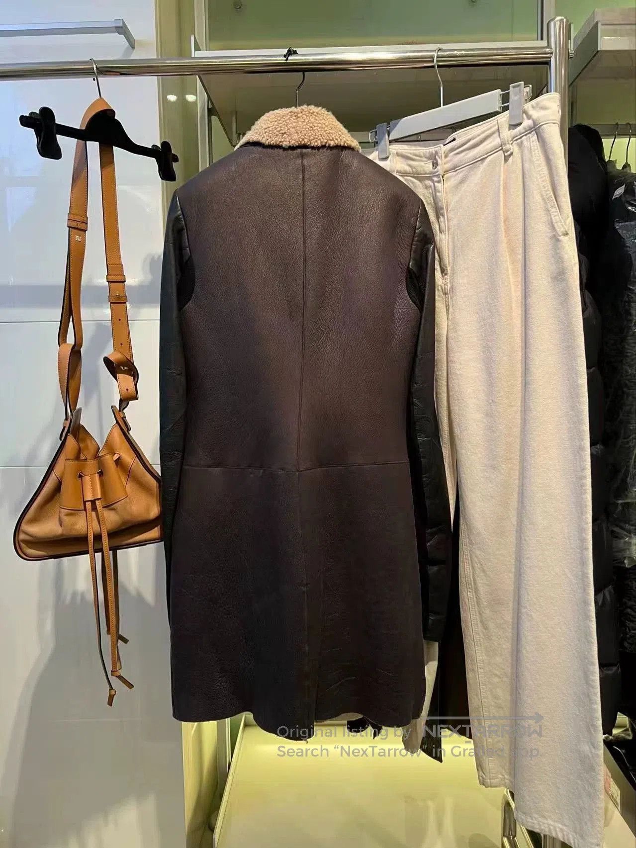 Rick Owens Brown Leather Coat with Shearling Collar XS. Size US XS / EU 42 / 0 - 2 Thumbnail