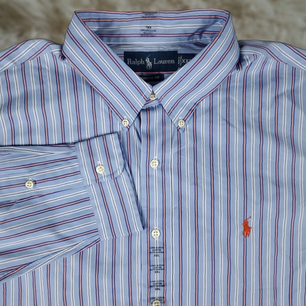Ralph Lauren Ralph Lauren Button-Up Shirt Mens 2XL Blue Striped Custom Fit Long Sleeve Size US XXL / EU 58 / 5 - 1 Thumbnail