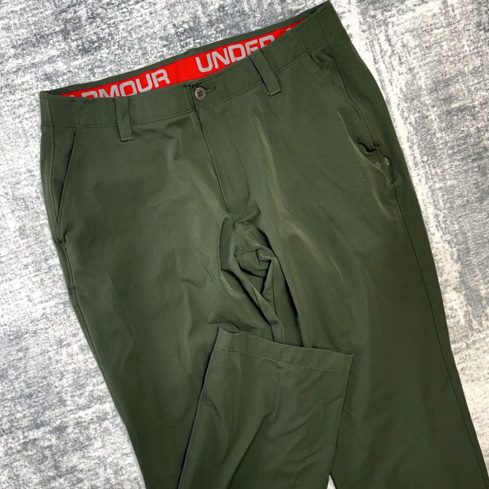 Under Armour Under Armour Pants Mens 36x32 Green Nylon Polyester Spandex Travel Chino Front Pockets Stretch Slim? Regular — Under Armour Size US 36 / EU 52 - 2 Thumbnail