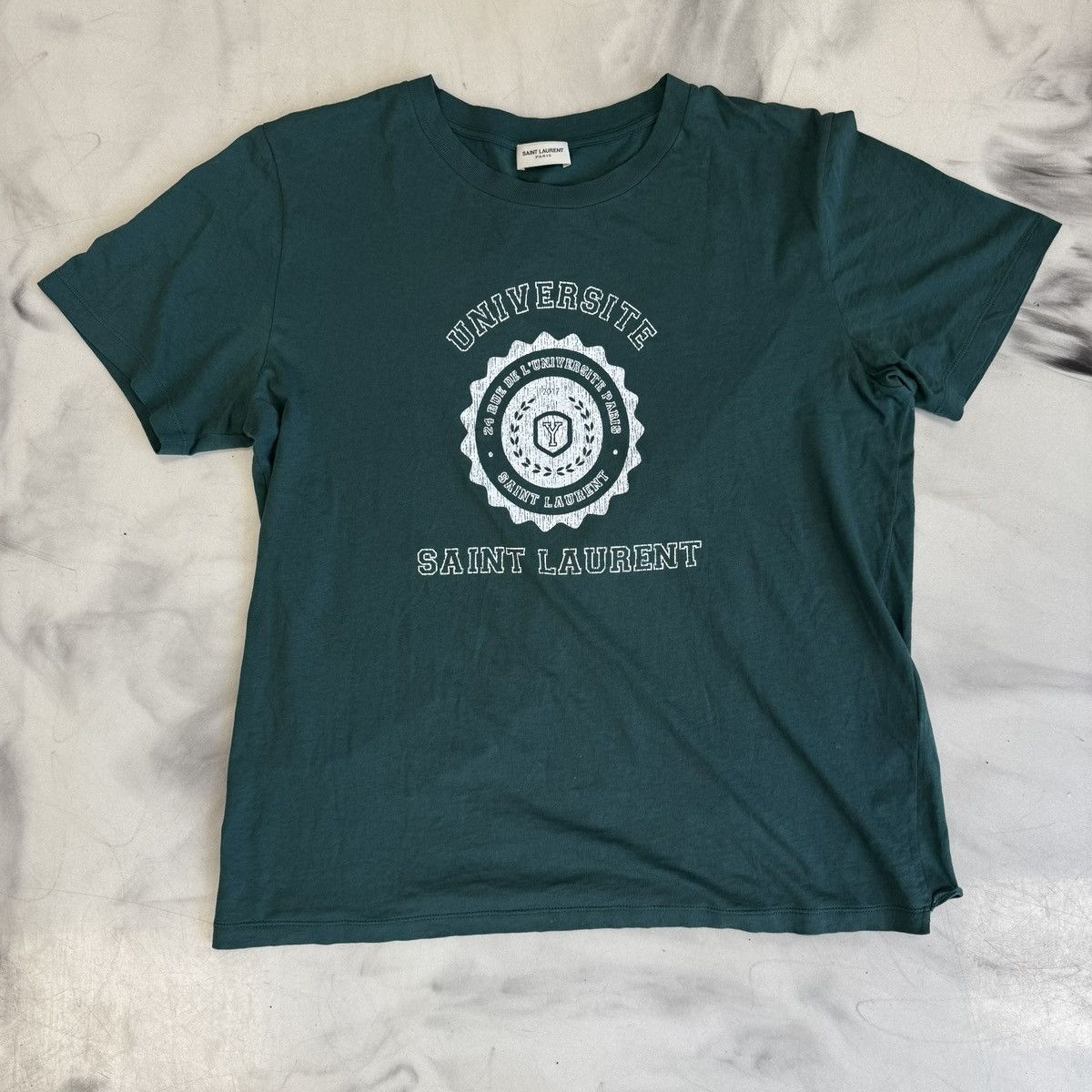 Saint Laurent Paris Saint Laurent University Tee Green Size US M / EU 48-50 / 2 - 1 Thumbnail