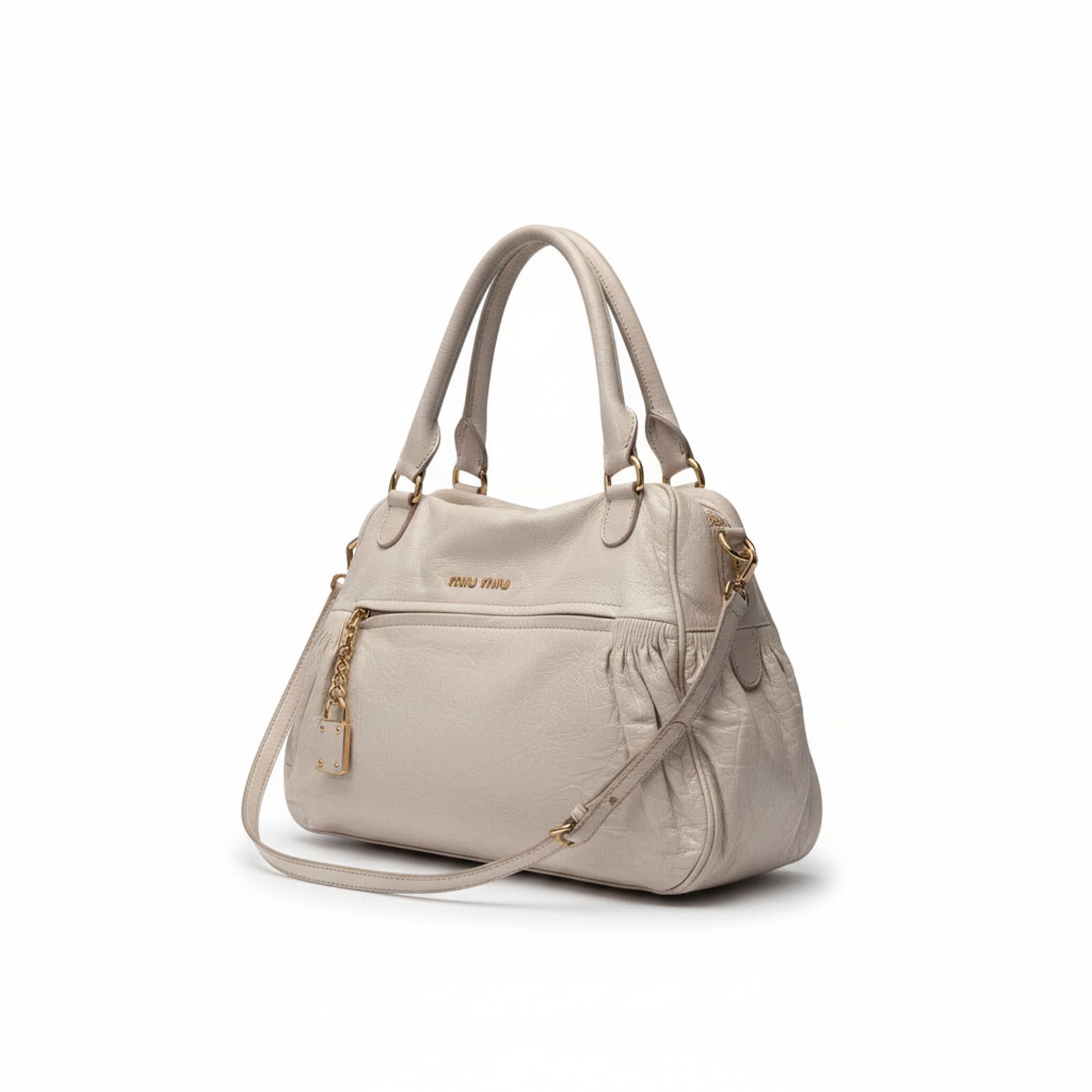 Miu Miu Miu Miu - Beige Leather Satchel Bag Size ONE SIZE - 1 Thumbnail