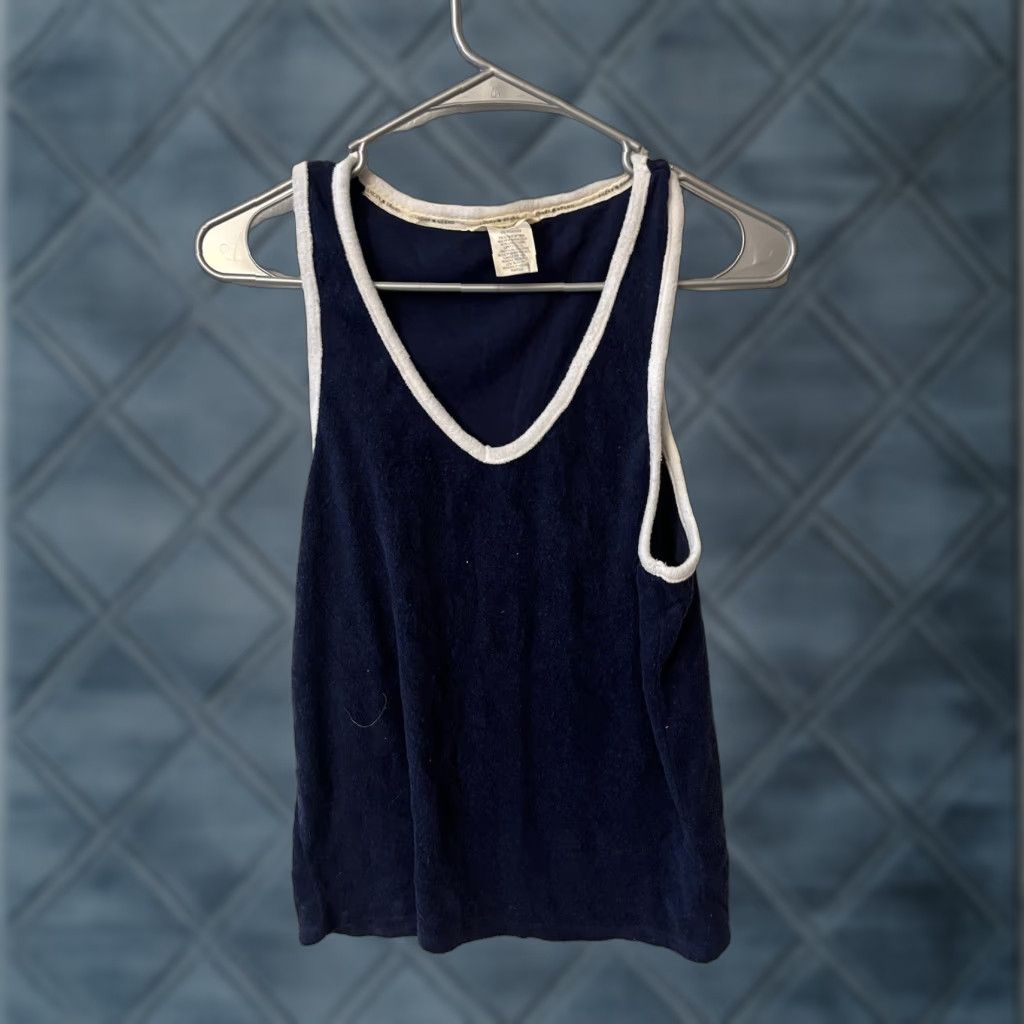 Lucky Brand Lucky Brand Sleep Shirt Sleeveless Blue Velour Tank Tee Womens S/S Size S Small Navy Stars Lounge Shirt Size S / US 4 / IT 40 - 1 Thumbnail